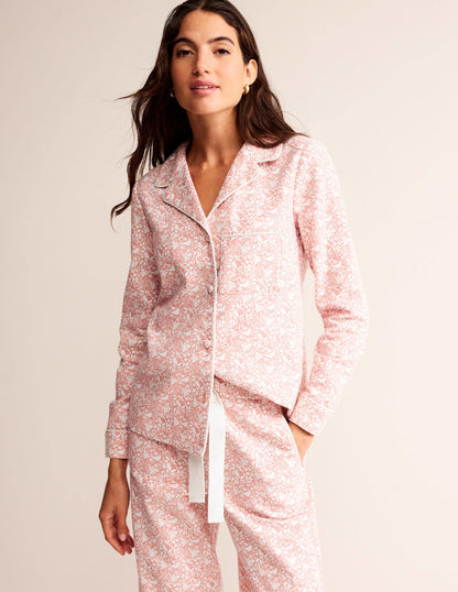 Haut de pyjama en coton brossé-Rosette poudré, motif Forest Meadow-1