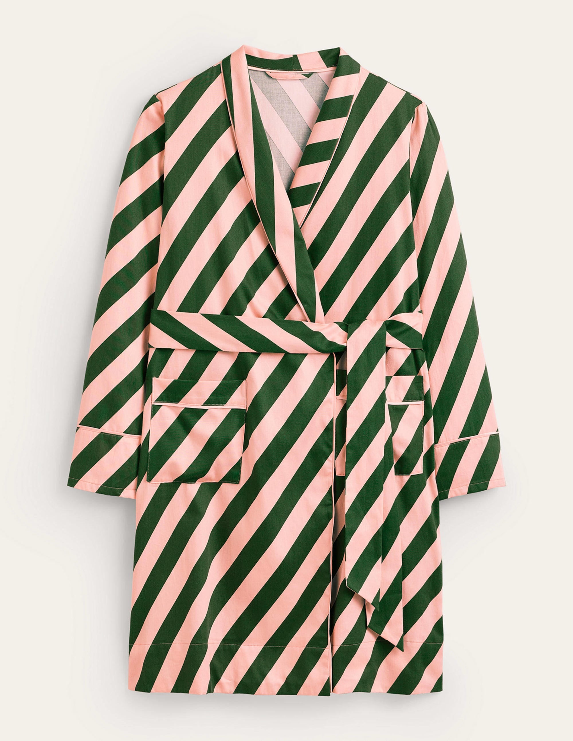 Robe de chambre en satinette de coton-Rose rosette, vert amazonien - Image 5