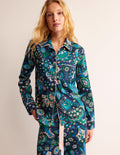 Haut de pyjama en satinette de coton-Multi, motif Azalea Bloom