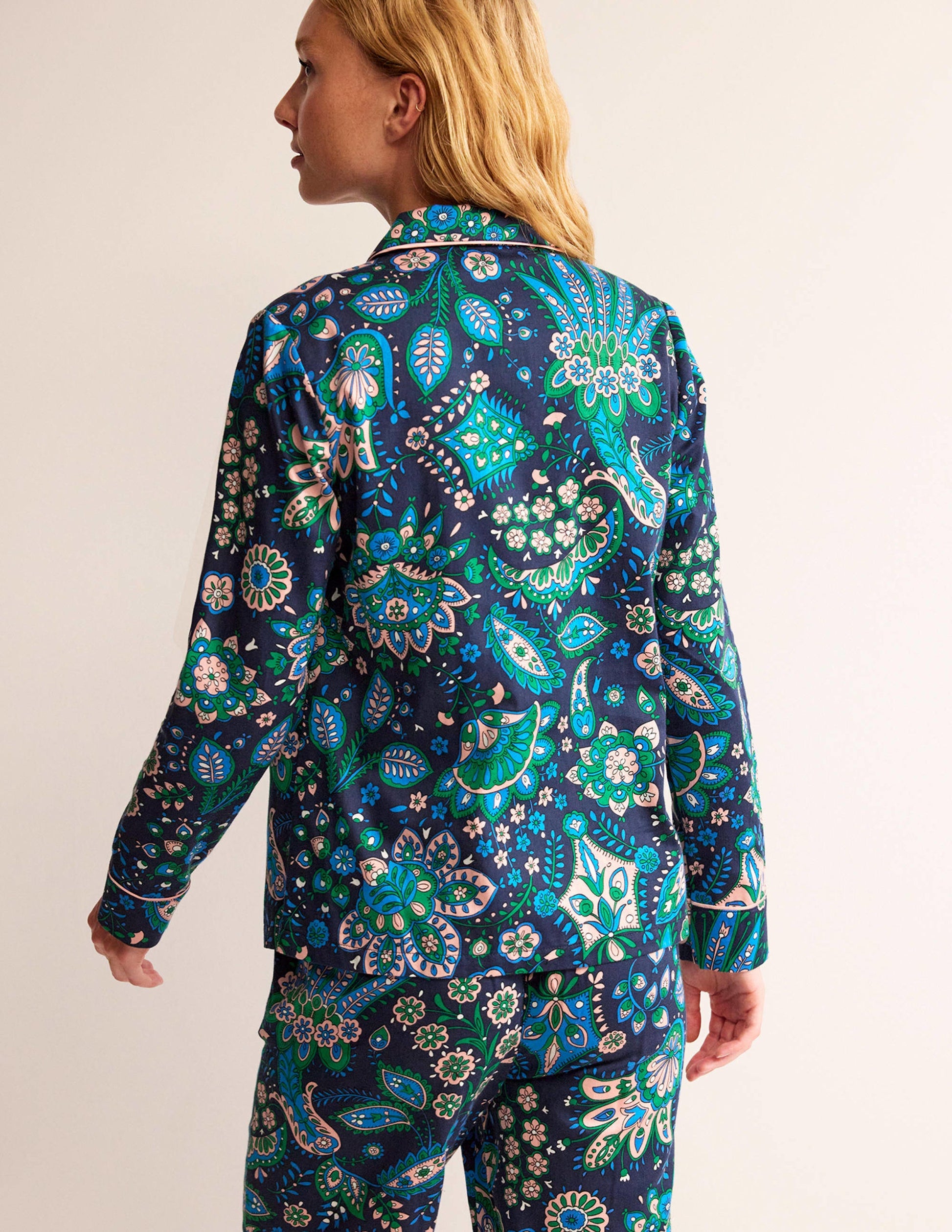 Haut de pyjama en satinette de coton-Multi, motif Azalea Bloom-3