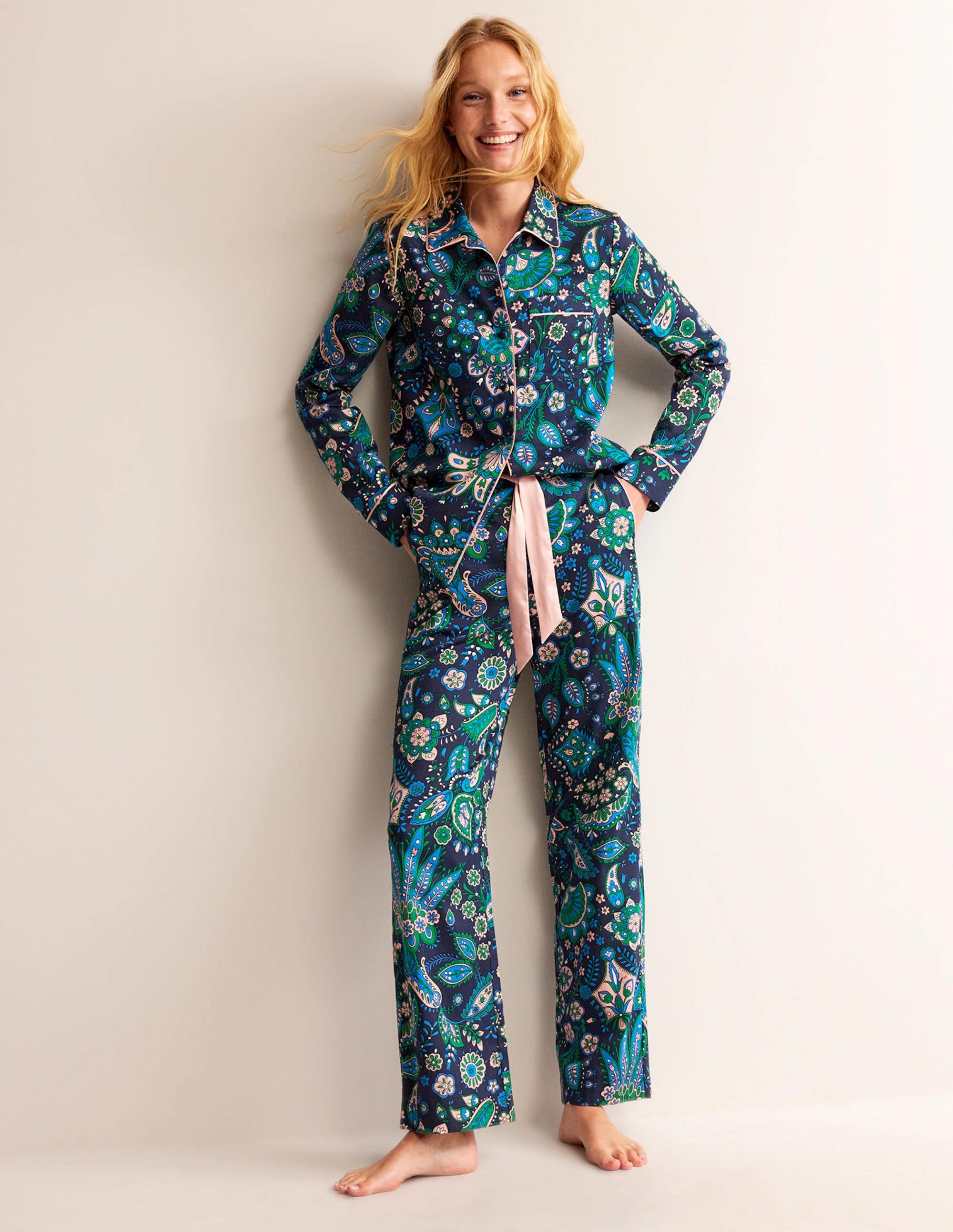 Haut de pyjama en satinette de coton-Multi, motif Azalea Bloom - Image 4