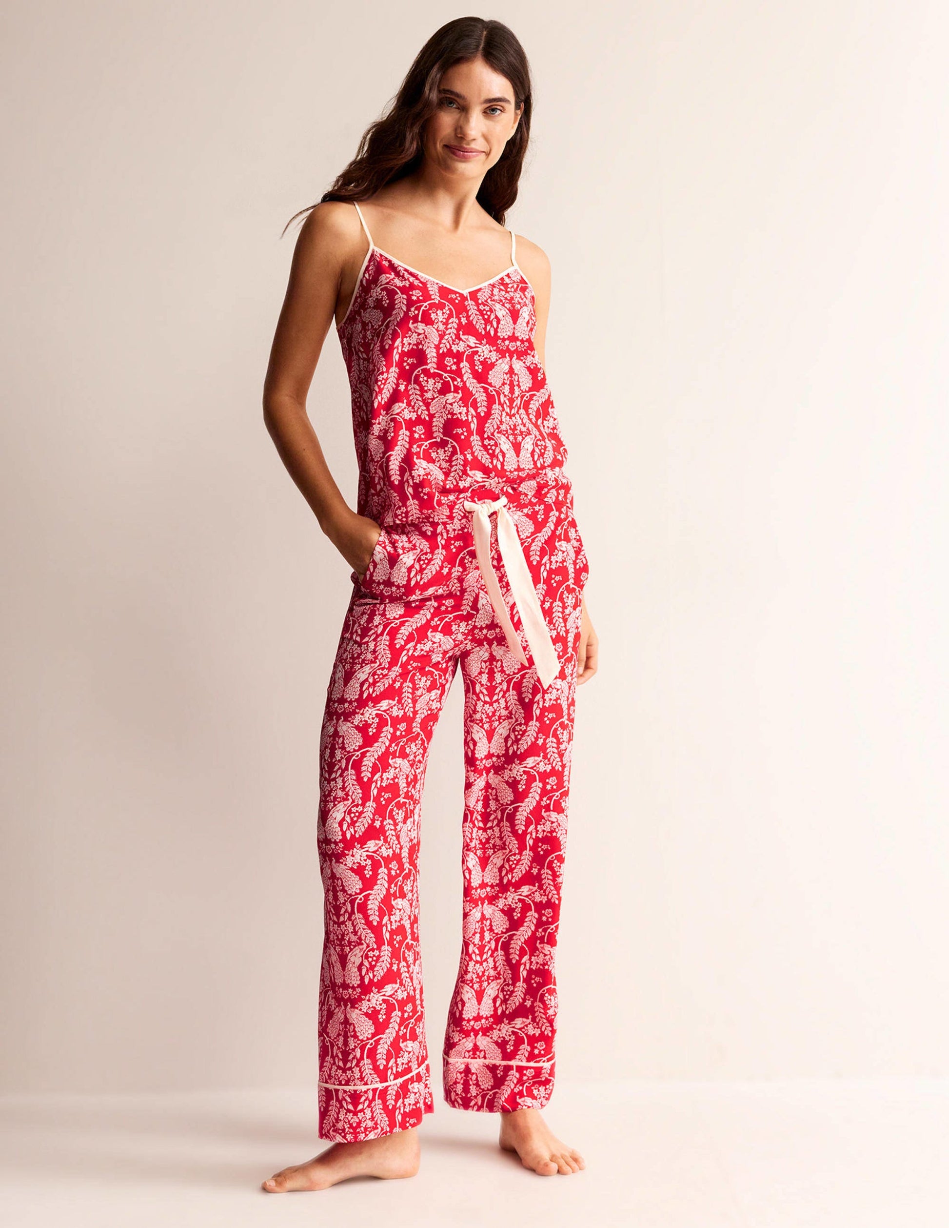 Pyjama en soie-Piment fort, paon-1