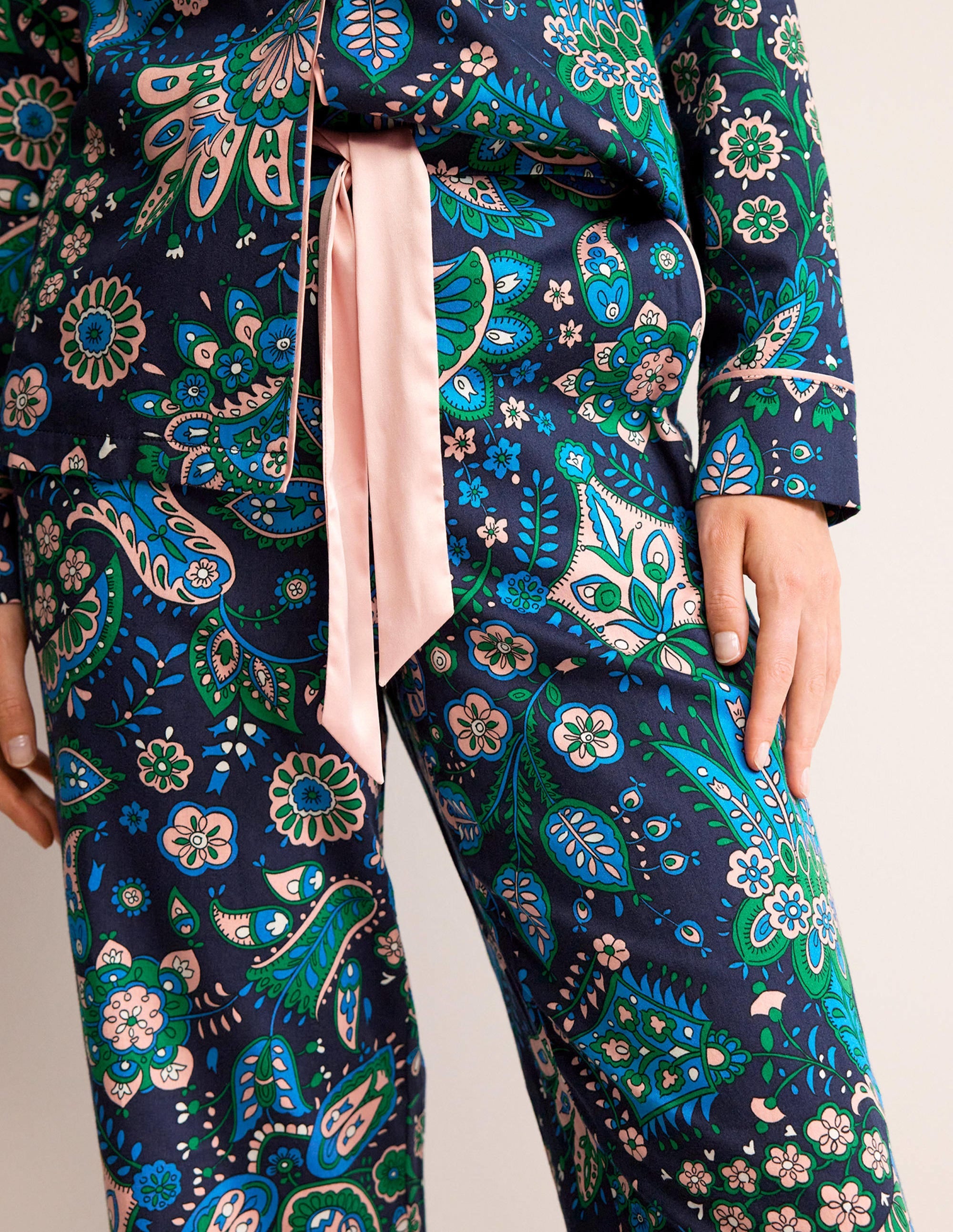 Pantalon de pyjama en satinette de coton-Multi, motif Azalea Bloom - Image 2