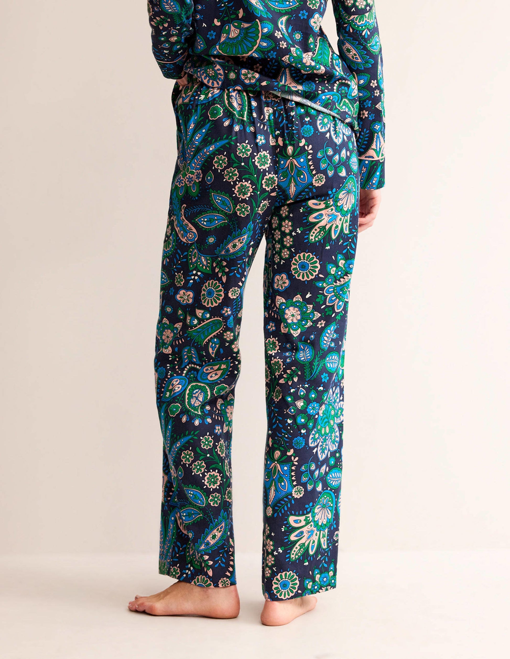 Pantalon de pyjama en satinette de coton-Multi, motif Azalea Bloom-3