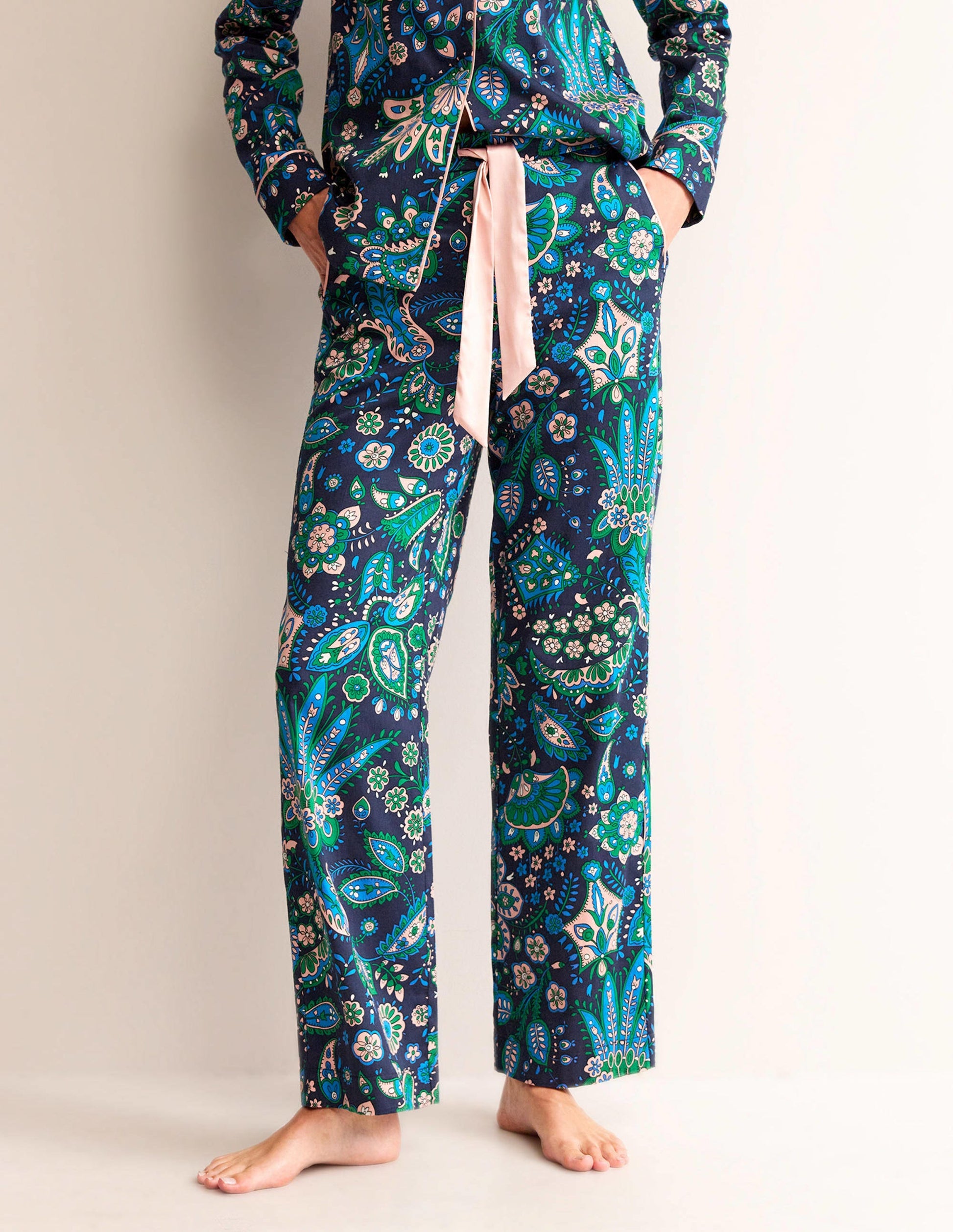 Pantalon de pyjama en satinette de coton-Multi, motif Azalea Bloom-4