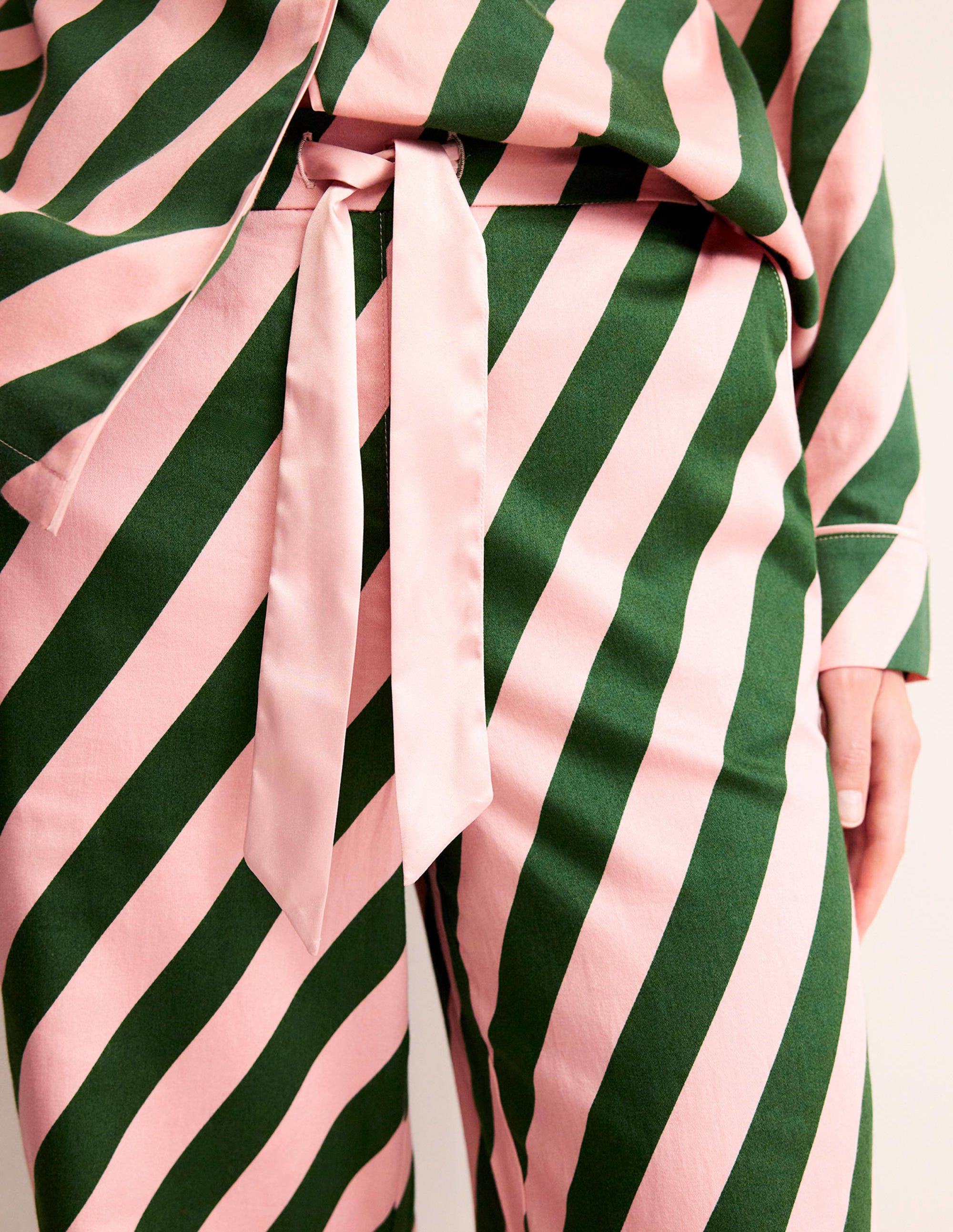 Cotton Sateen Pyjama Trousers-Pink Cherry Cascade - Image 2
