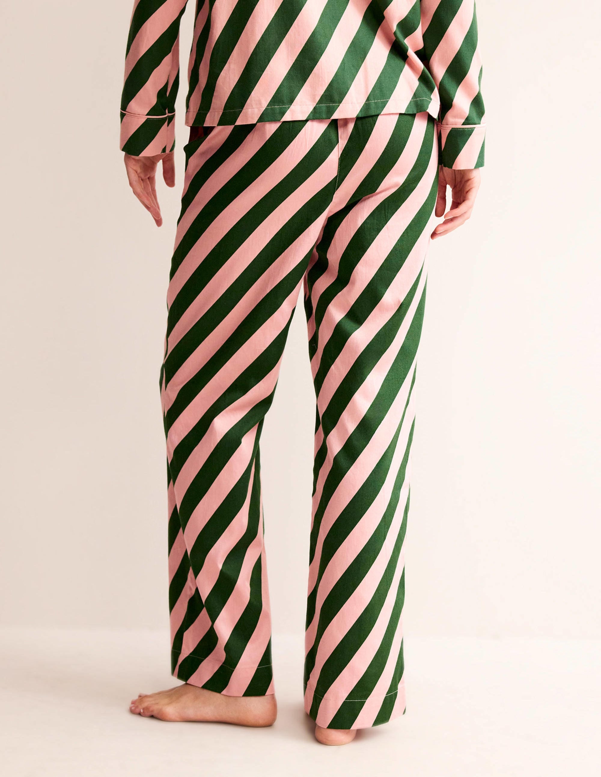 Cotton Sateen Pyjama Trousers-Pink Cherry Cascade - Image 3