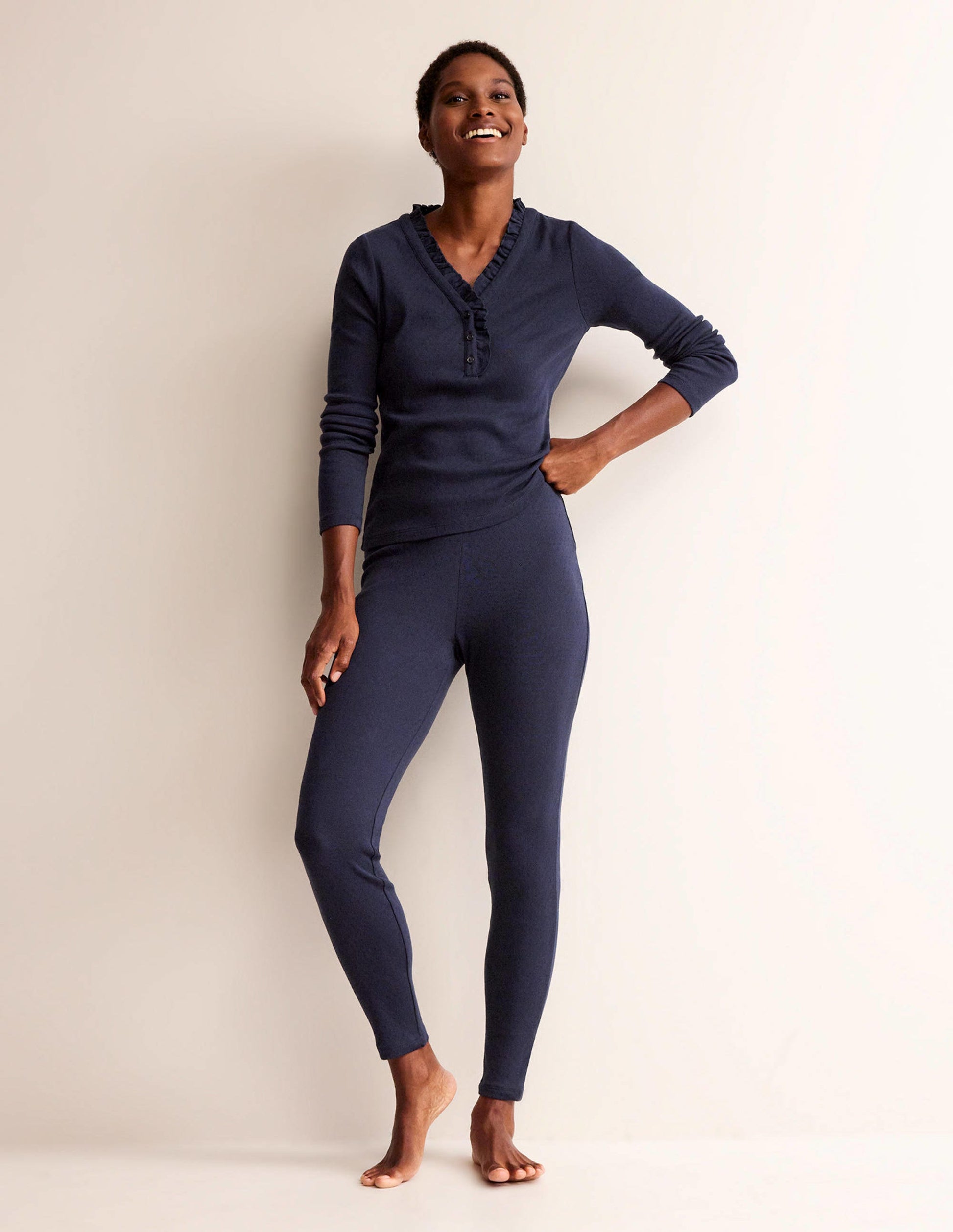 Pyjama-Leggings aus Jersey-Marineblau-1