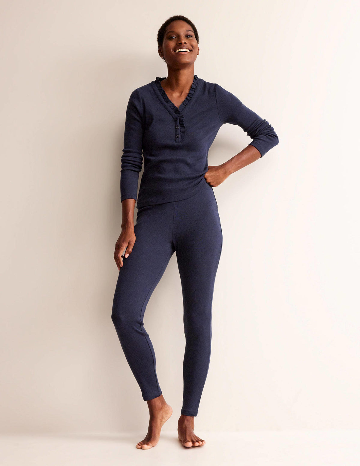 Pyjama-Leggings aus Jersey-Marineblau - Image 1