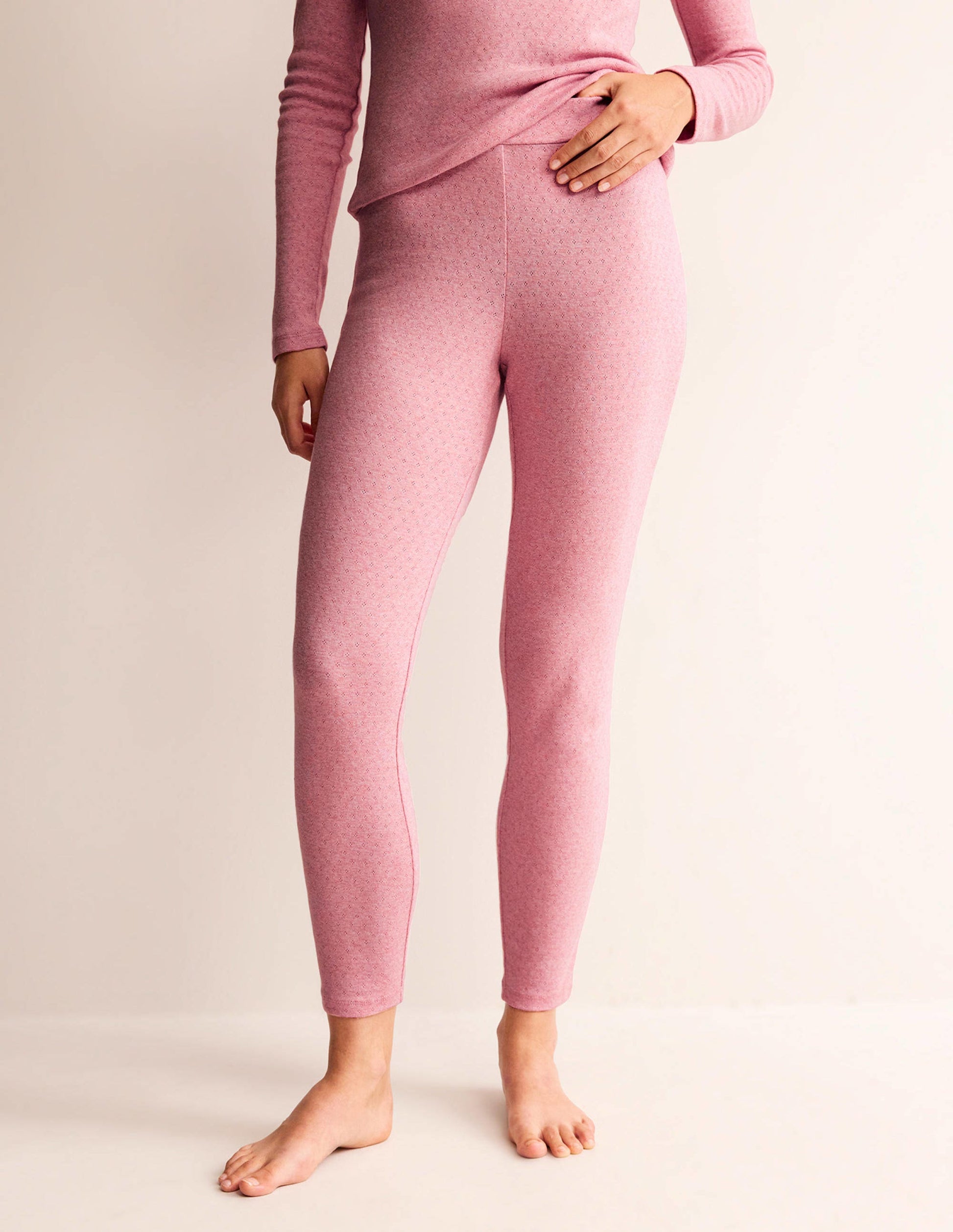 Pyjama-Leggings aus Jersey-Hellrosa Meliert-4
