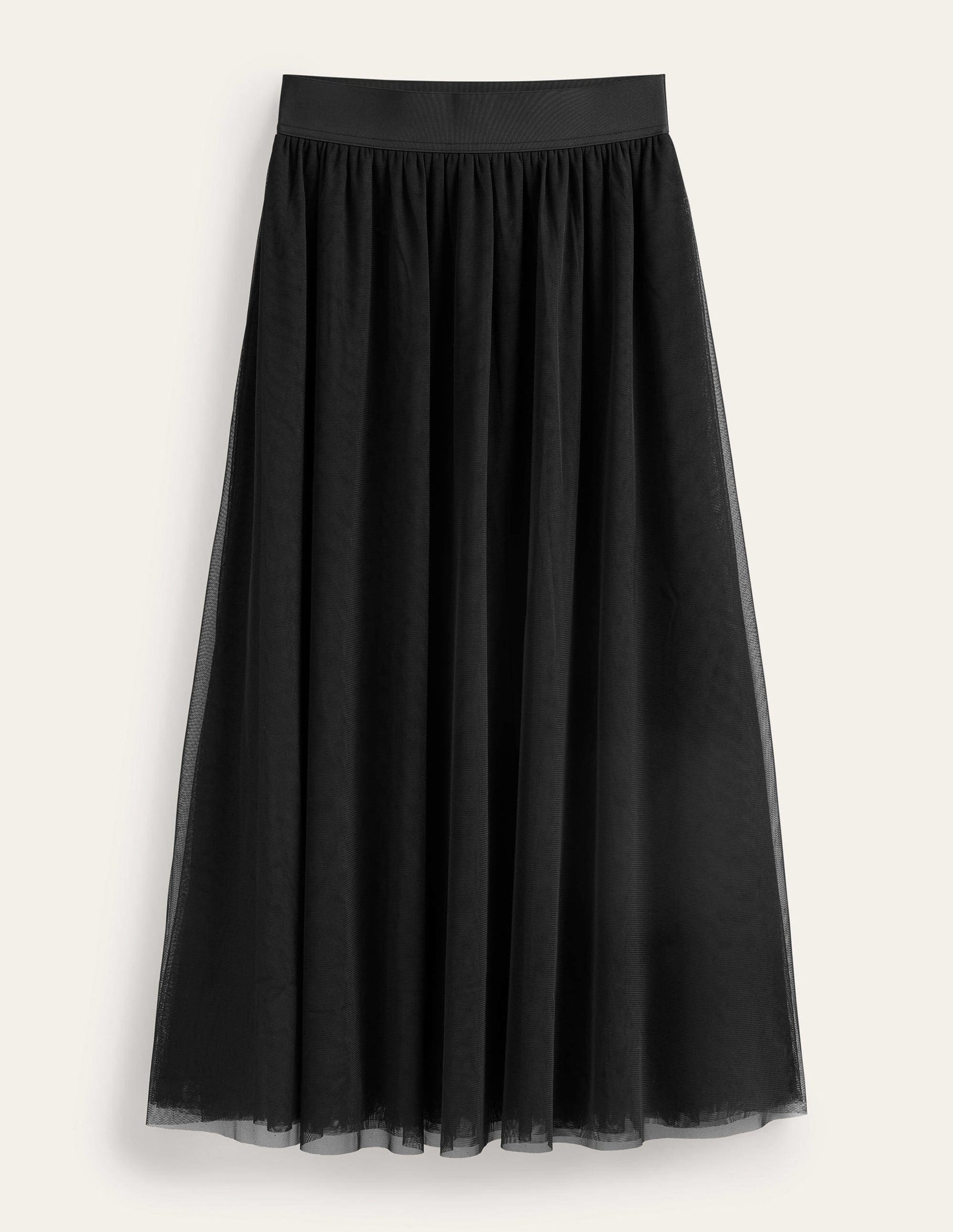 Jupe midi corolle en tulle-Noir-5