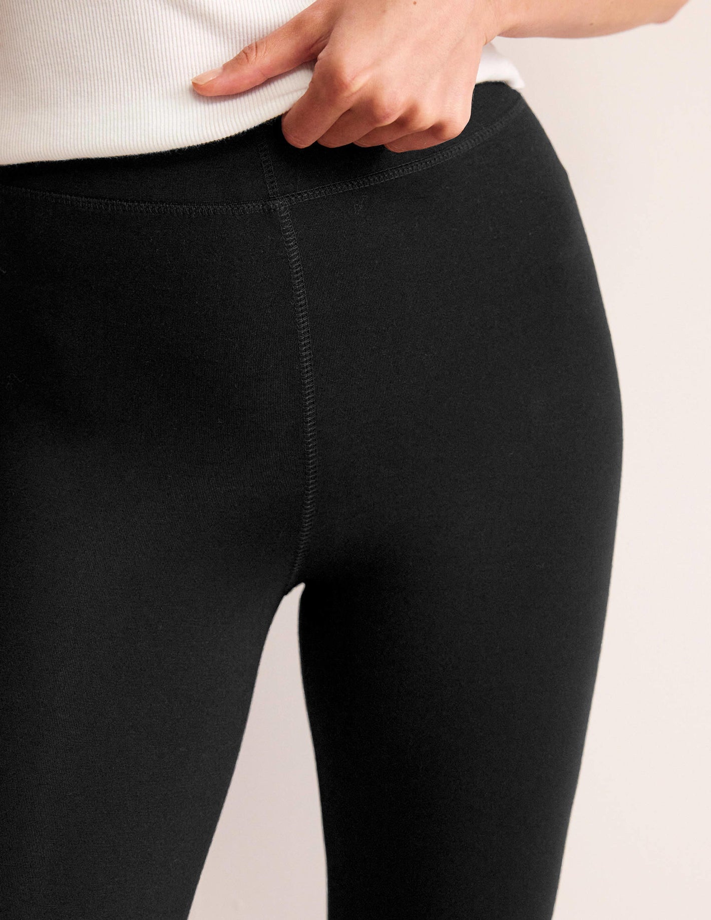 Jersey-Leggings mit hohem Bund-Schwarz