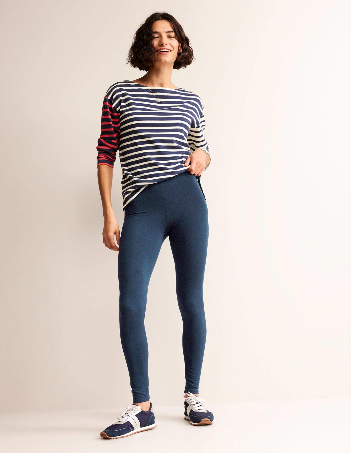 Jersey-Leggings mit hohem Bund-Aqua Marine Marl