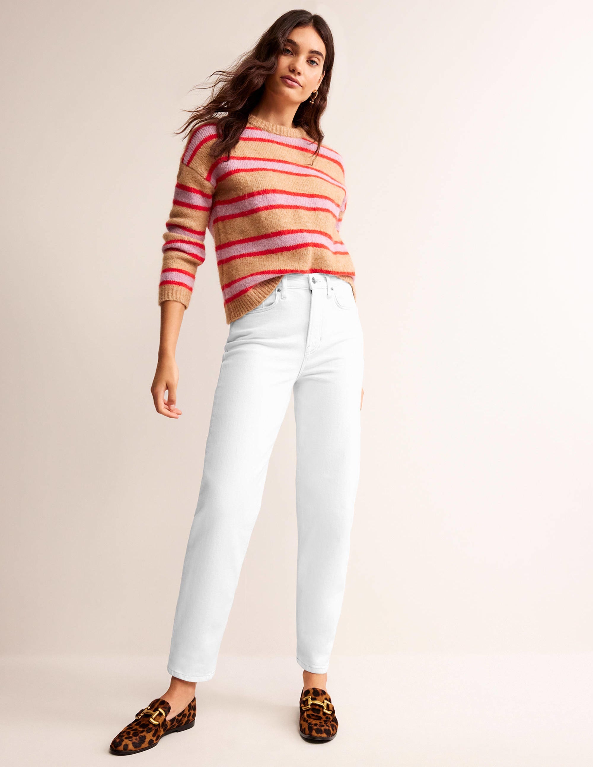 Schmal zulaufende 90er-Jeans mit hoher Taille-Weiß - Image 1
