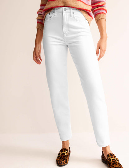 High Rise '90s Tapered Jeans-White