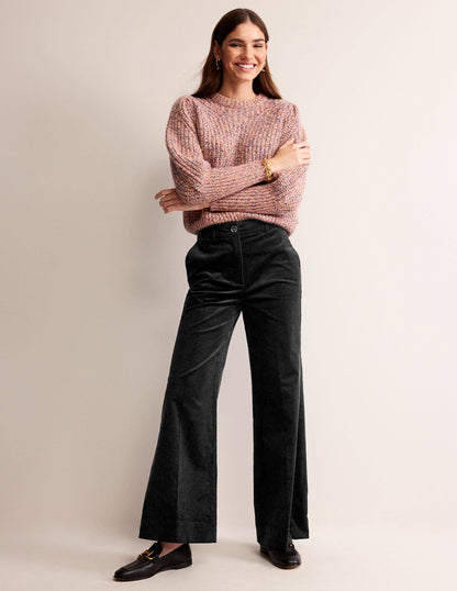 Cordhose mit weitem Bein-Schwarz