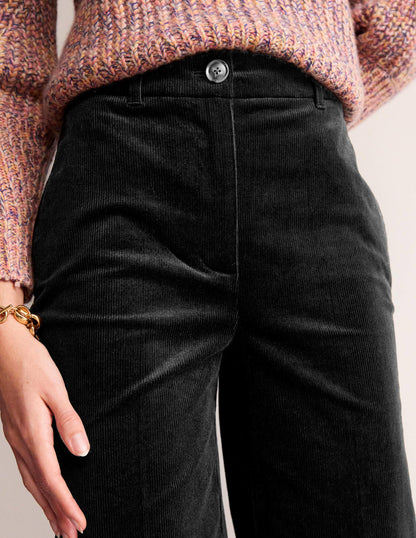Cordhose mit weitem Bein-Schwarz