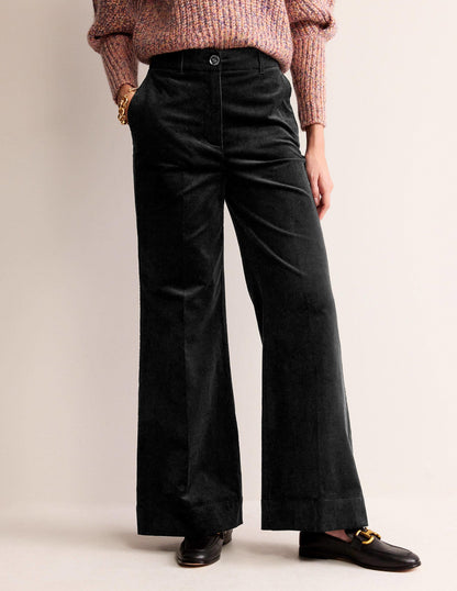 Cordhose mit weitem Bein-Schwarz