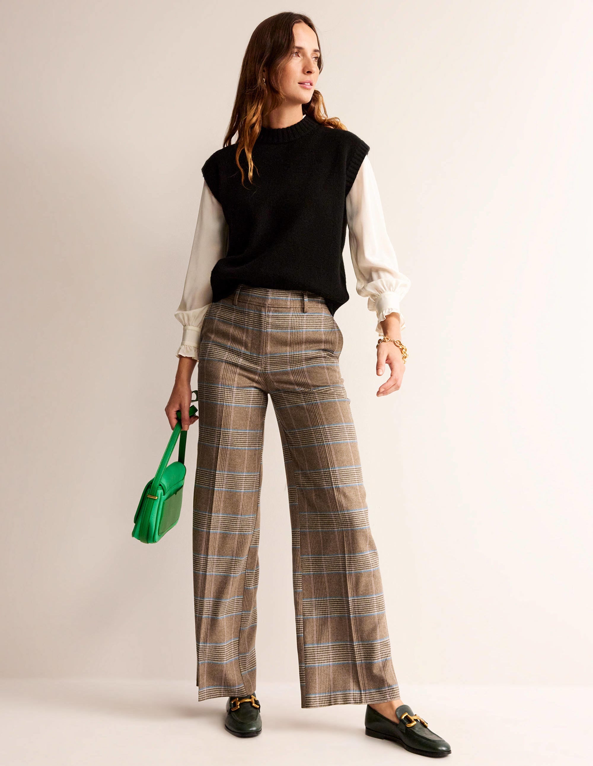 Westbourne Wool Trousers-Camel and Pink Prince of Wales - Image 1