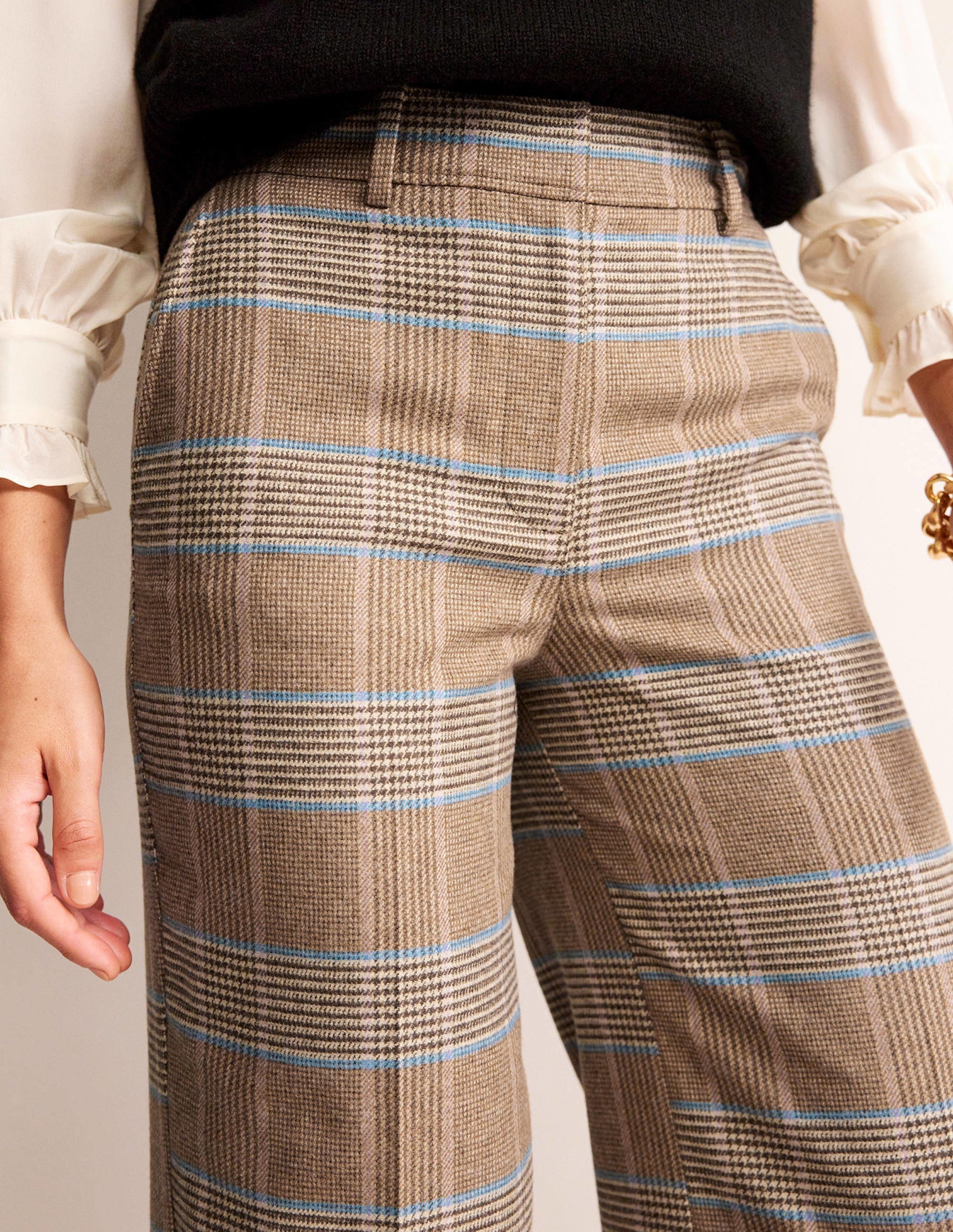 Westbourne Wool Trousers-Camel and Pink Prince of Wales-2