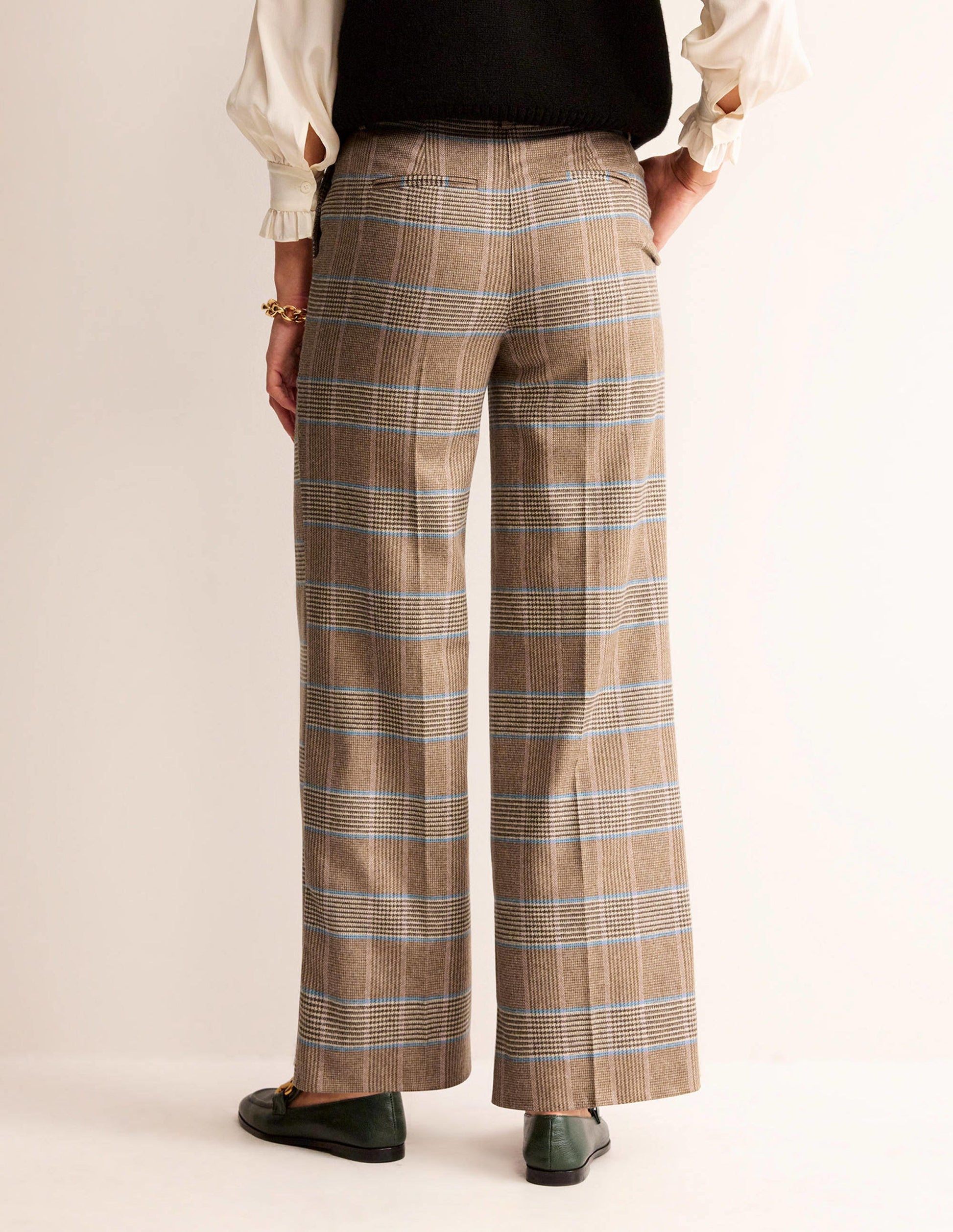 Westbourne Wool Trousers-Camel and Pink Prince of Wales-3