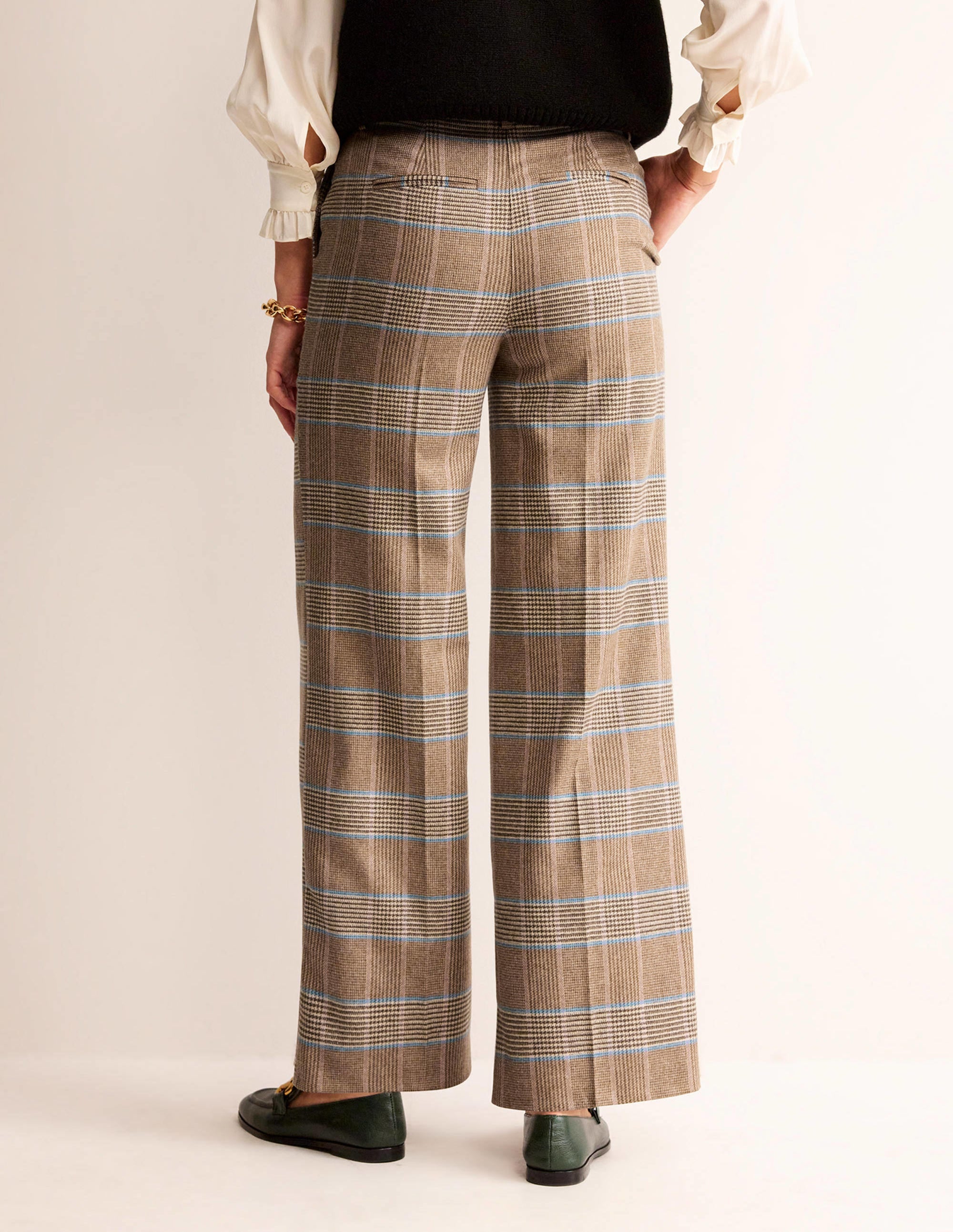 Westbourne Wool Trousers-Camel and Pink Prince of Wales - Image 3