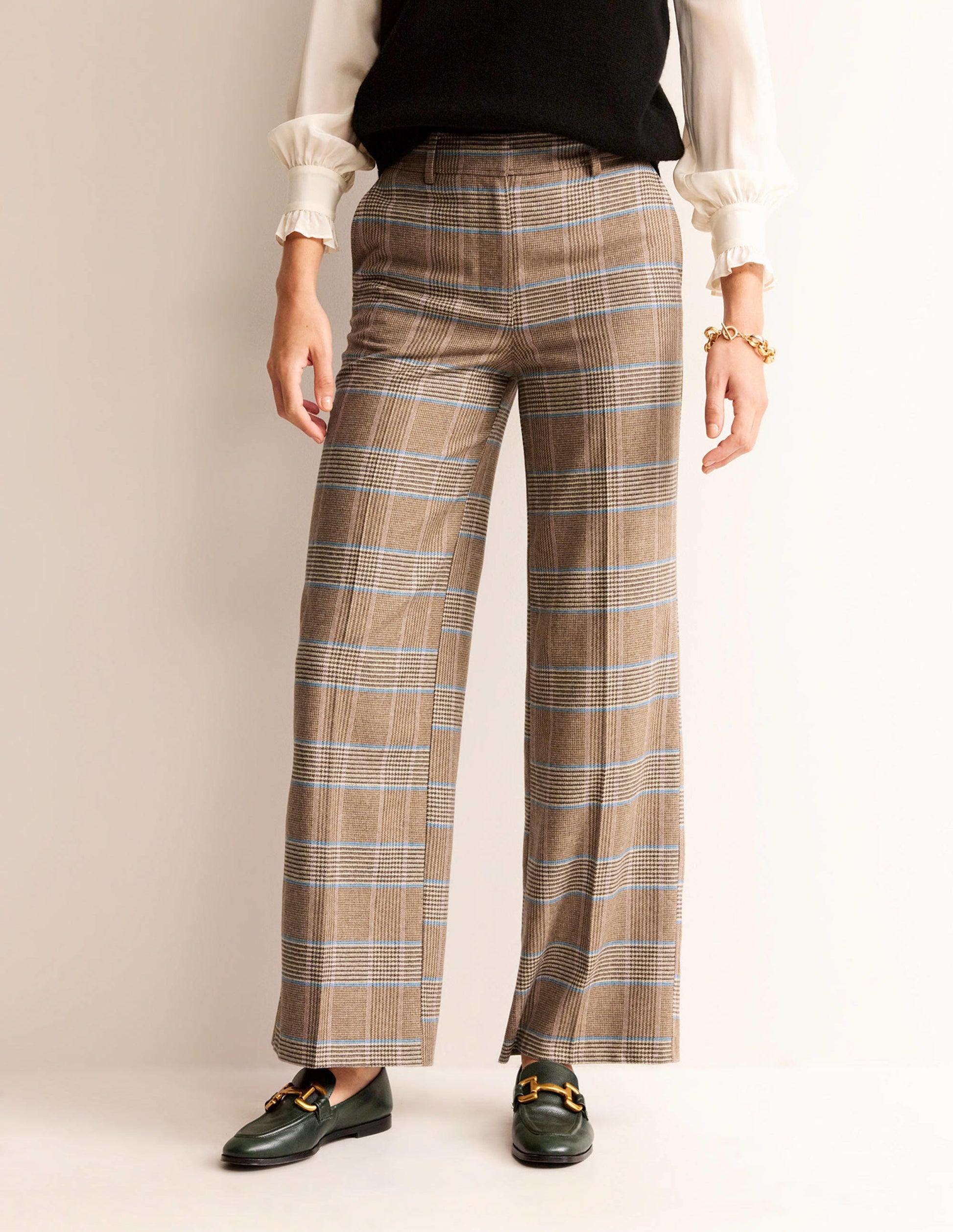 Westbourne Wool Trousers-Camel and Pink Prince of Wales-4