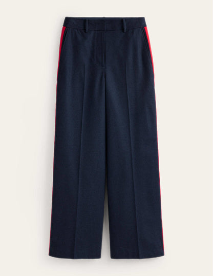 Westbourne Wool Trousers-Navy with Red Stripe