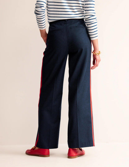 Westbourne Wool Trousers-Navy with Red Stripe