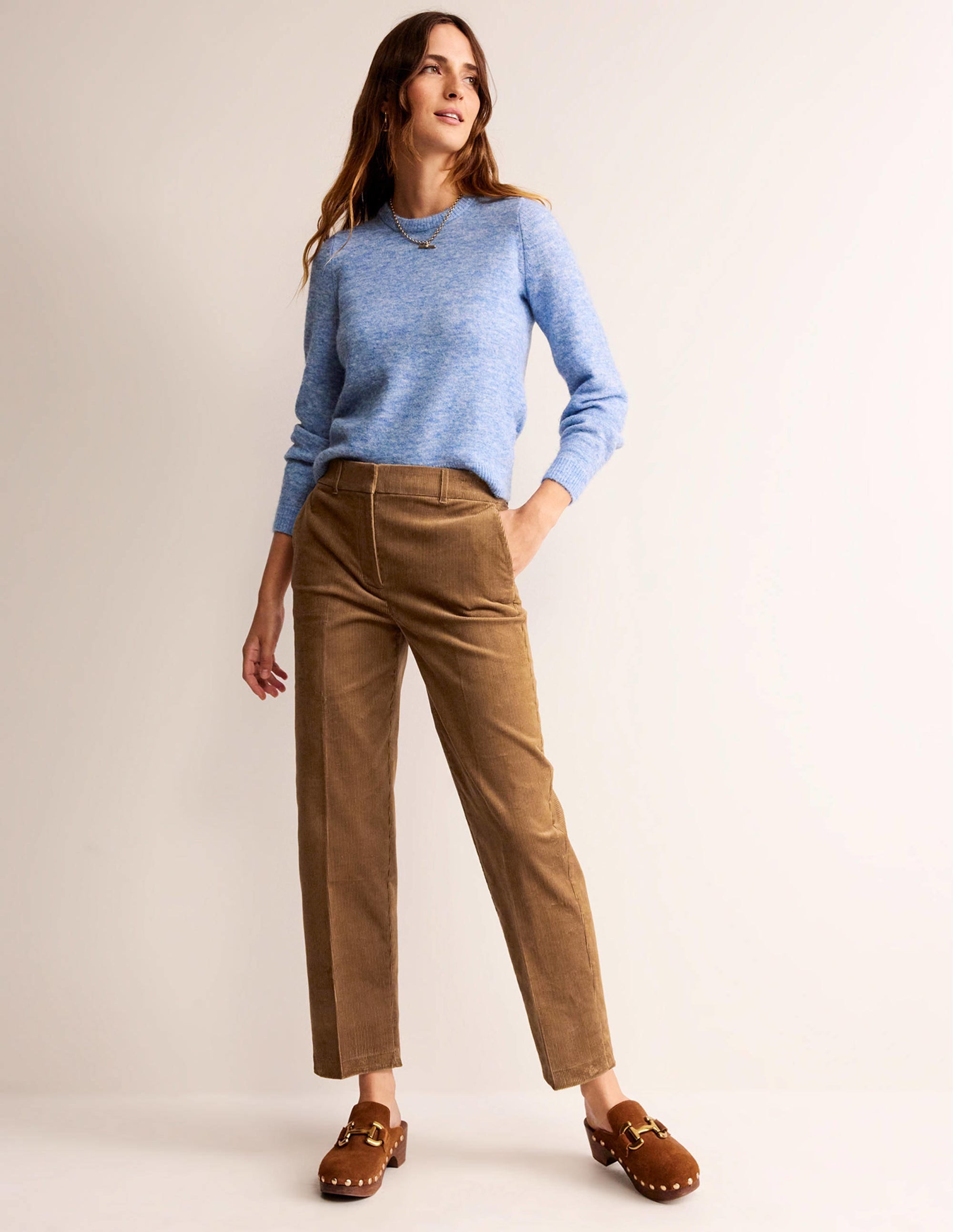 Pantalon Kew en velours côtelé-Camel - Image 1