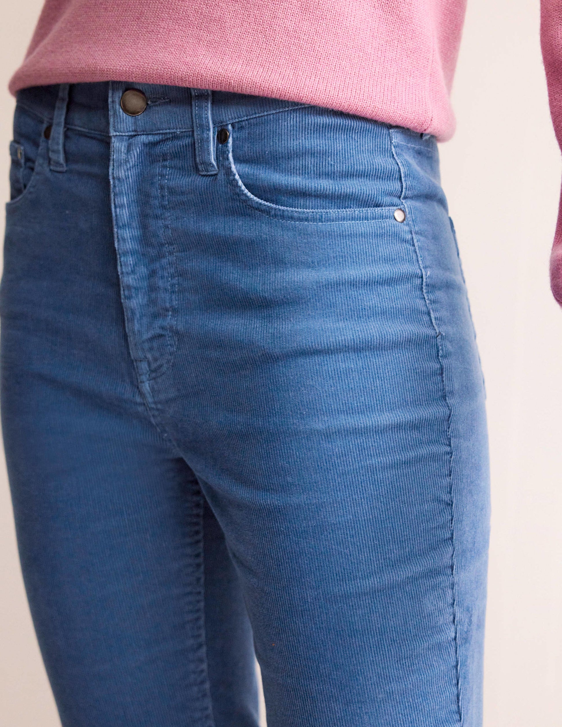 Schmal geschnittene Cord-Jeans mit 5 Taschen-Azurblau-5