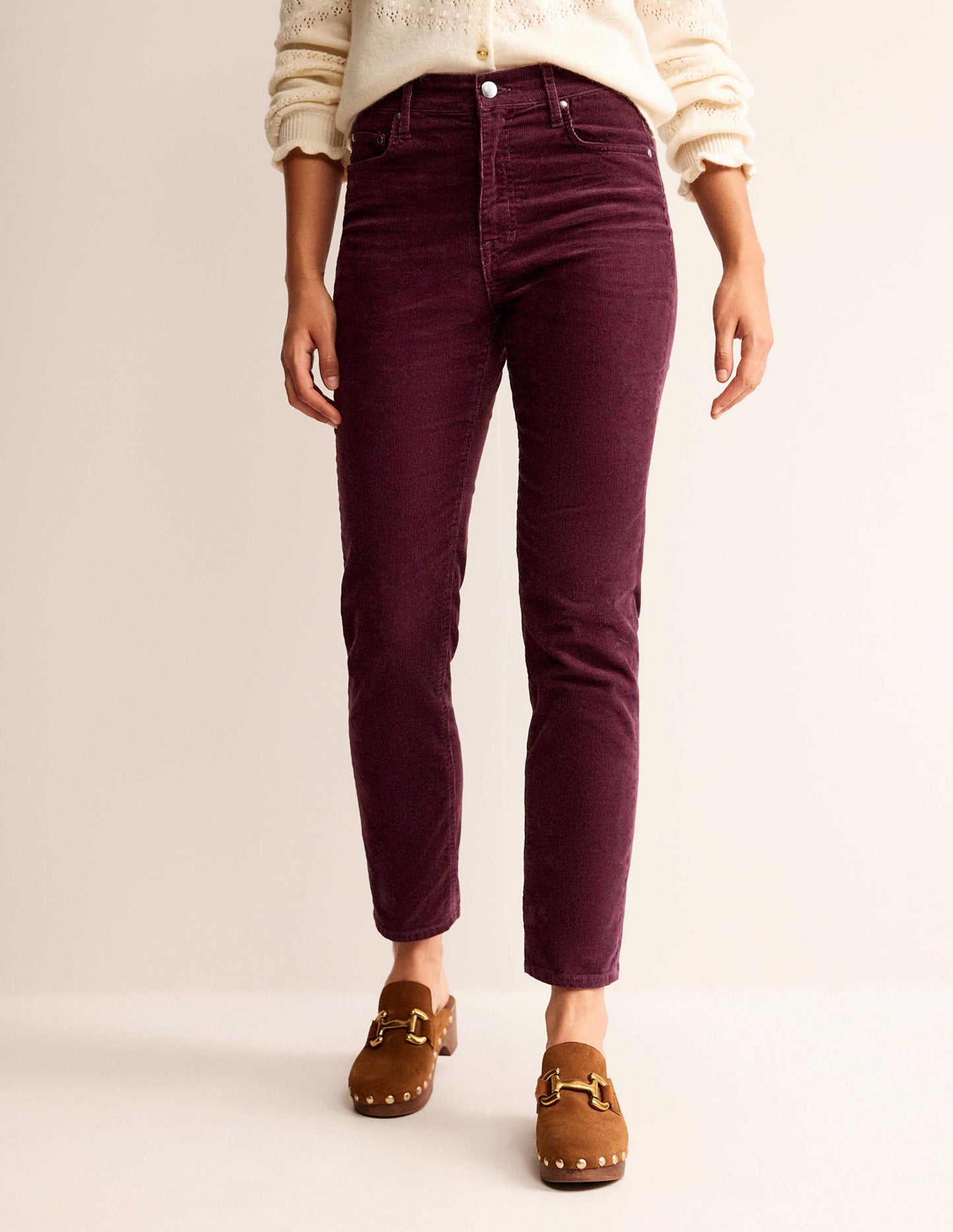 5 Pocket Cord Slim Jeans-Dark Burgundy