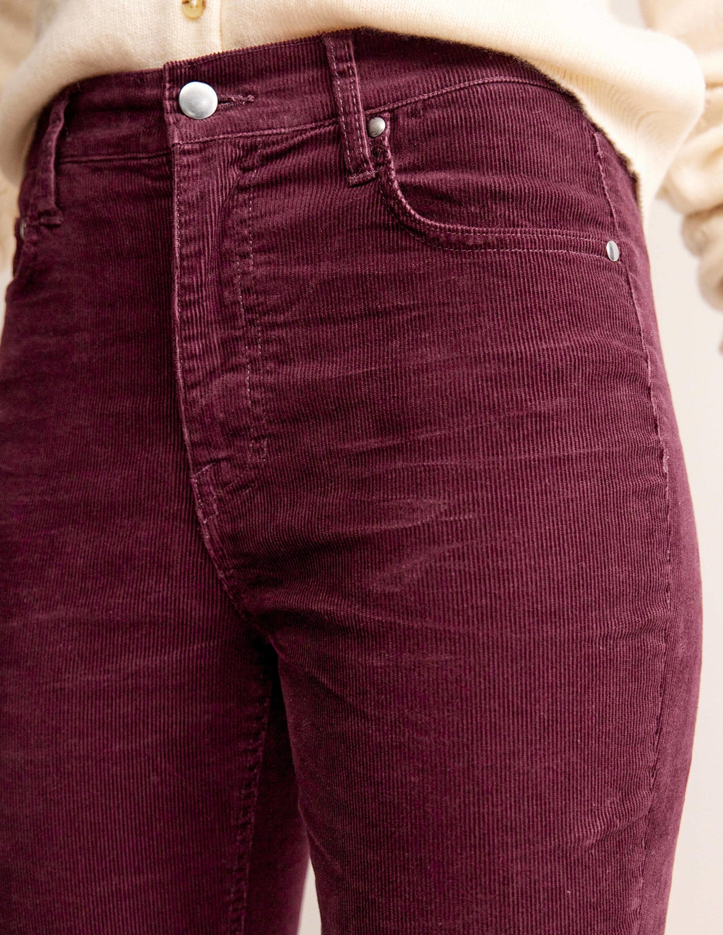 5 Pocket Cord Slim Jeans-Dark Burgundy