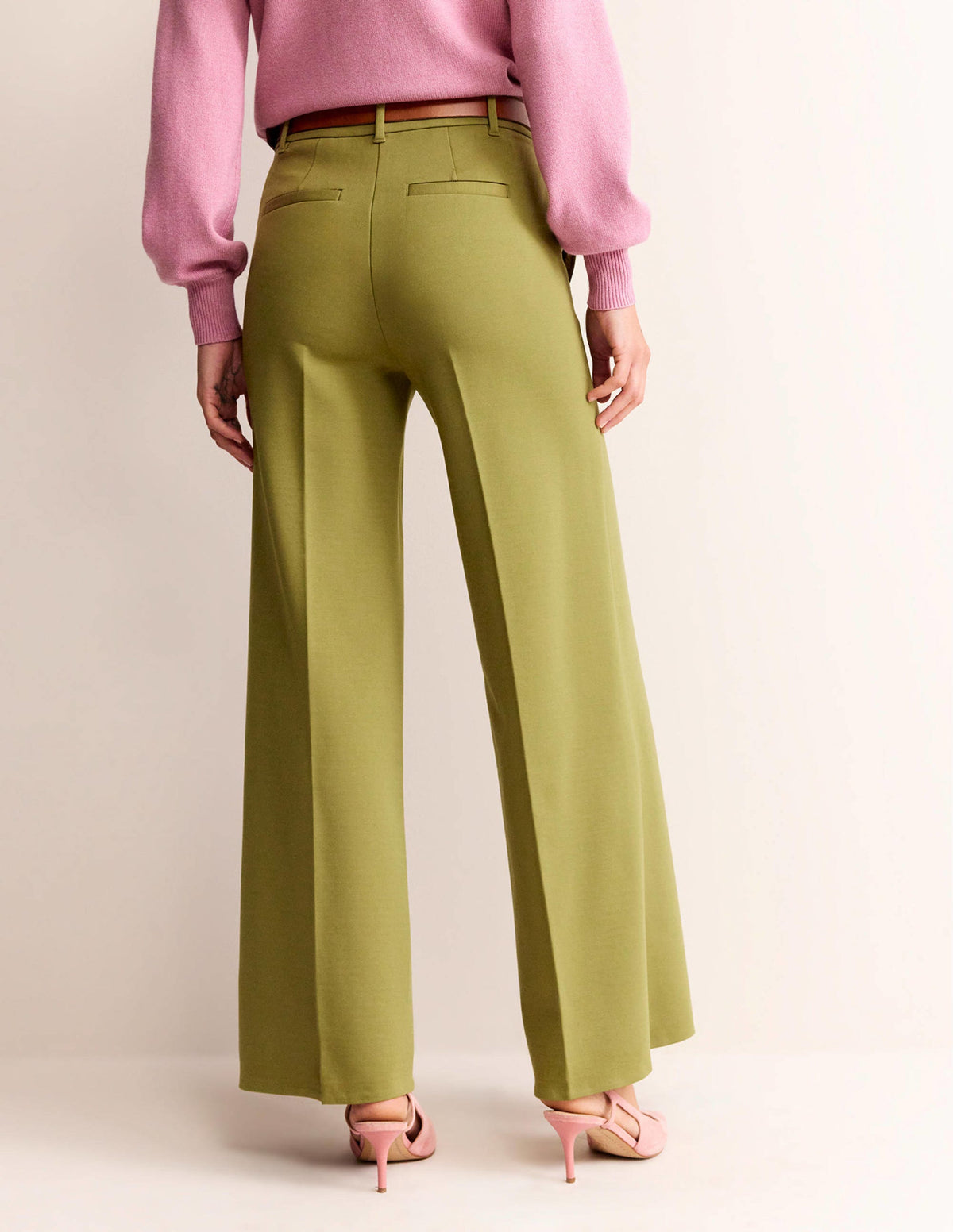 Jersey-Hose mit weitem Bein-Olivgrün-3