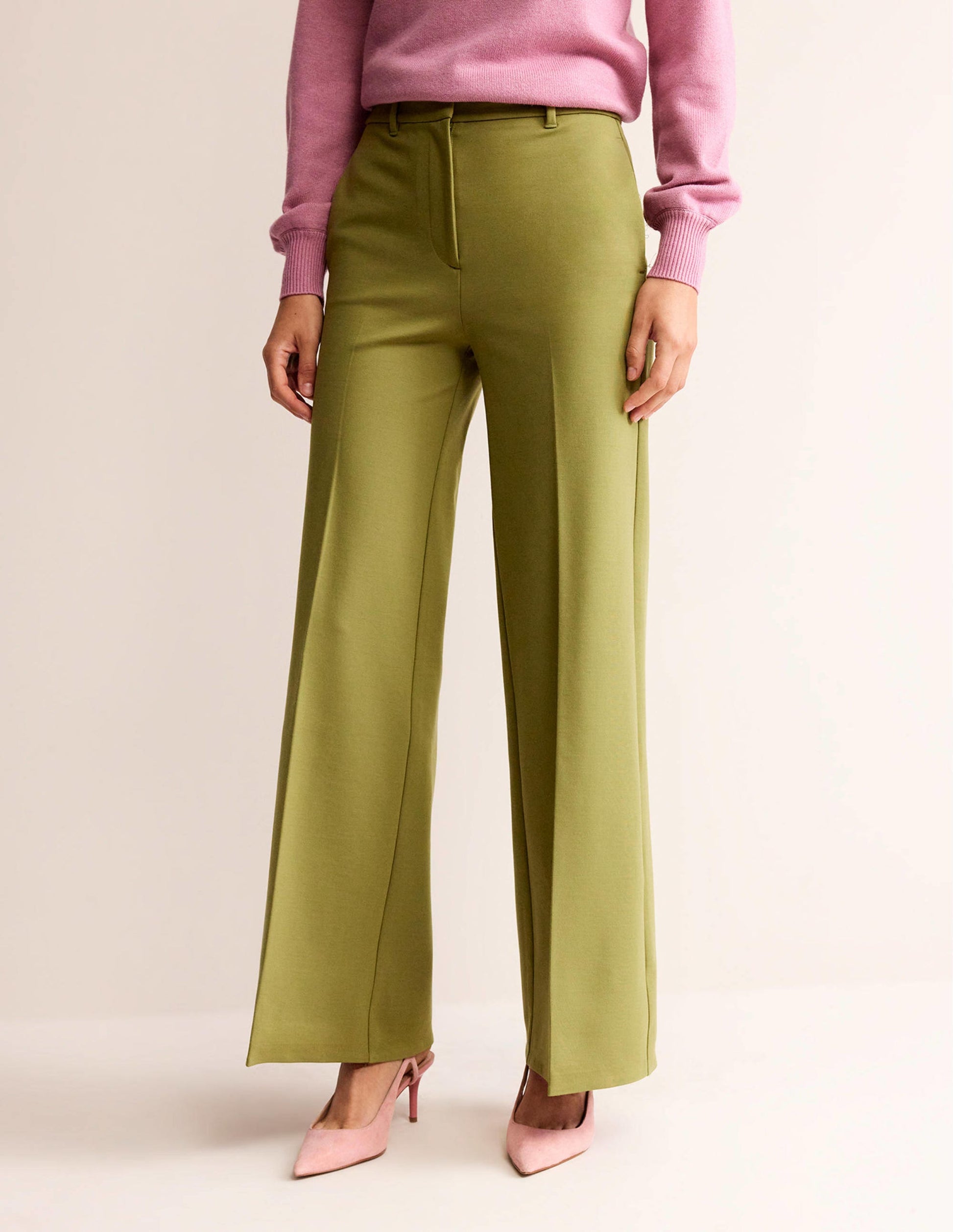 Jersey-Hose mit weitem Bein-Olivgrün-4