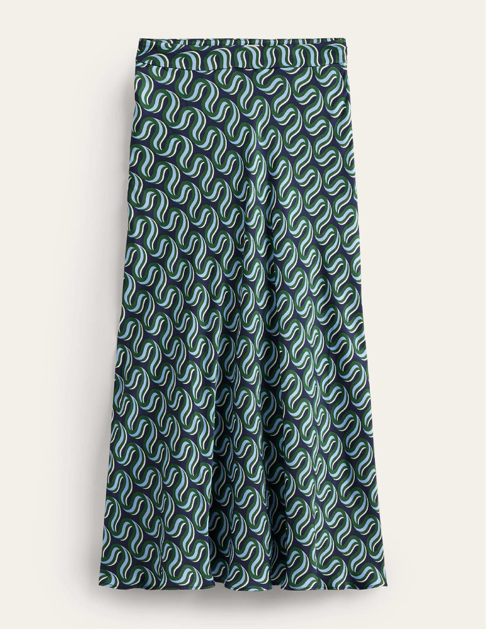 Jupe midi Cecelia-Vert amazonien, Motif Ribbon Wave - Image 6