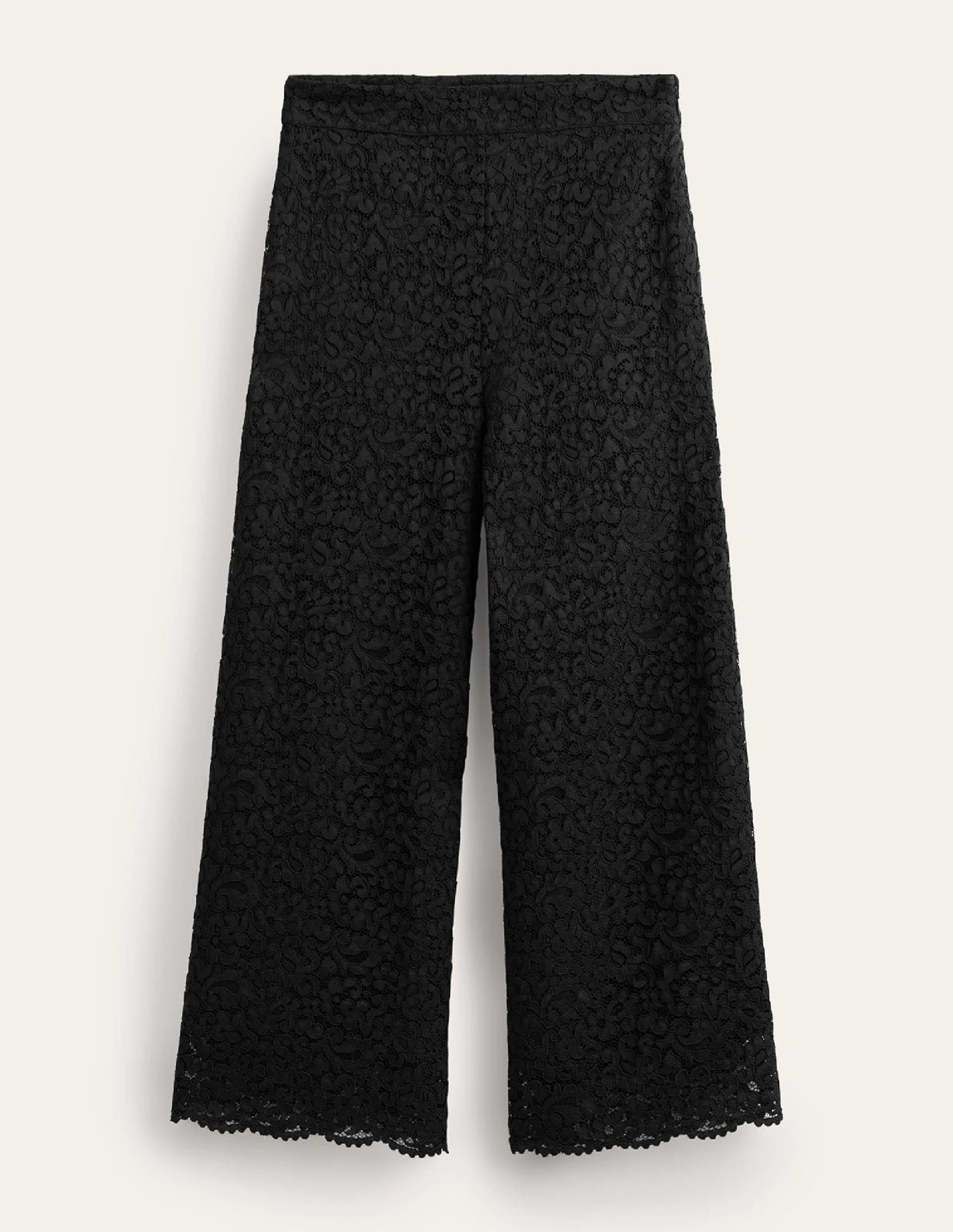 Verkürzte Spitzenhose mit weitem Bein-Schwarz - Image 6