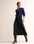 Metallic-Faltenrock aus Jersey-Schwarz Glitzer