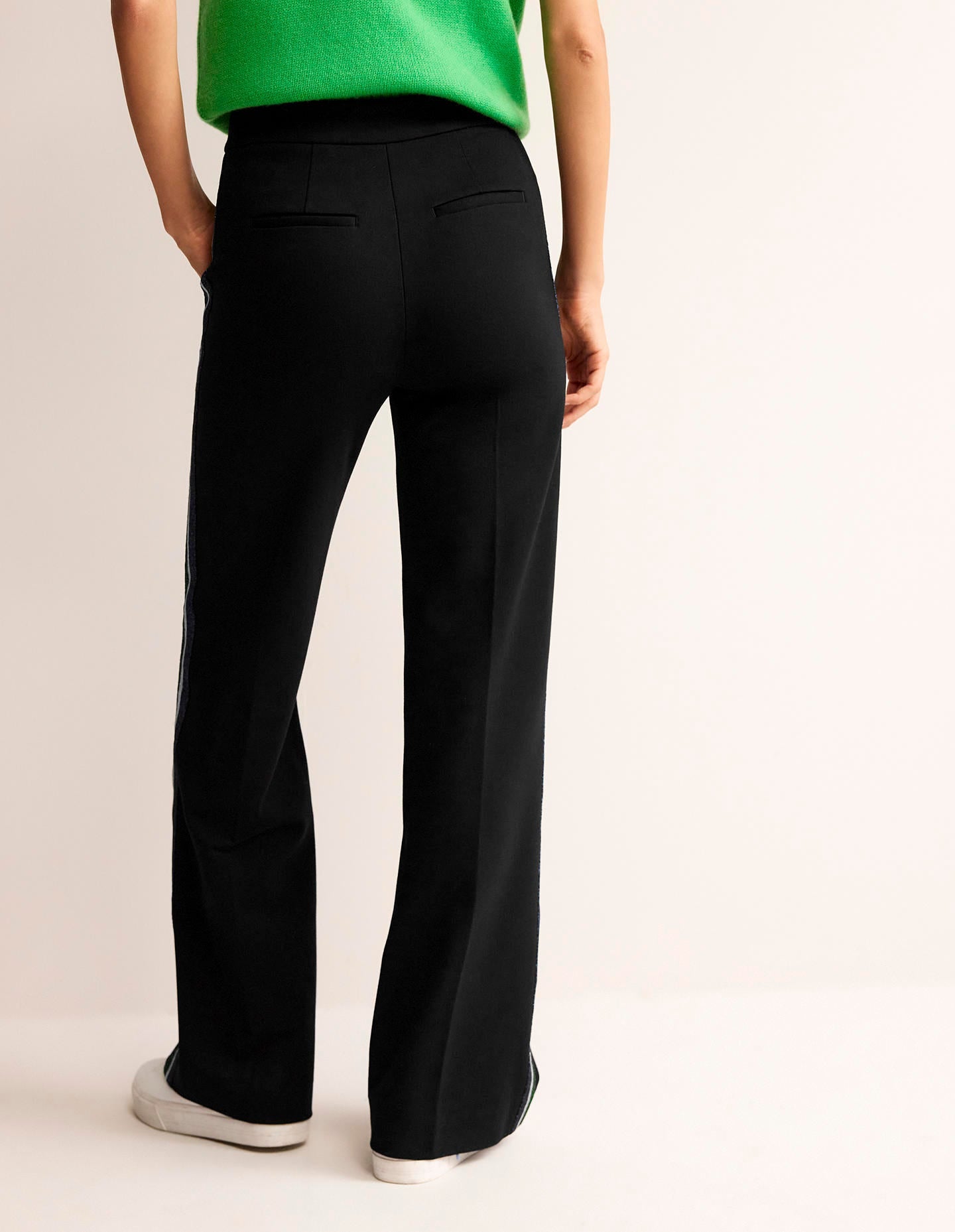 Pantalon Westbourne en point de Rome-Rayé noir métallisé - Image 3