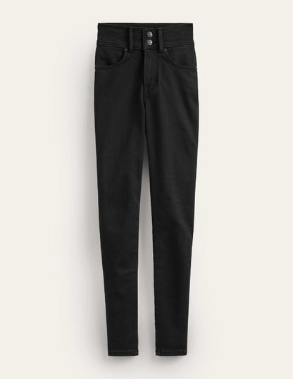 Elegante Röhrenjeans mit mittelhohem Bund-Schwarz