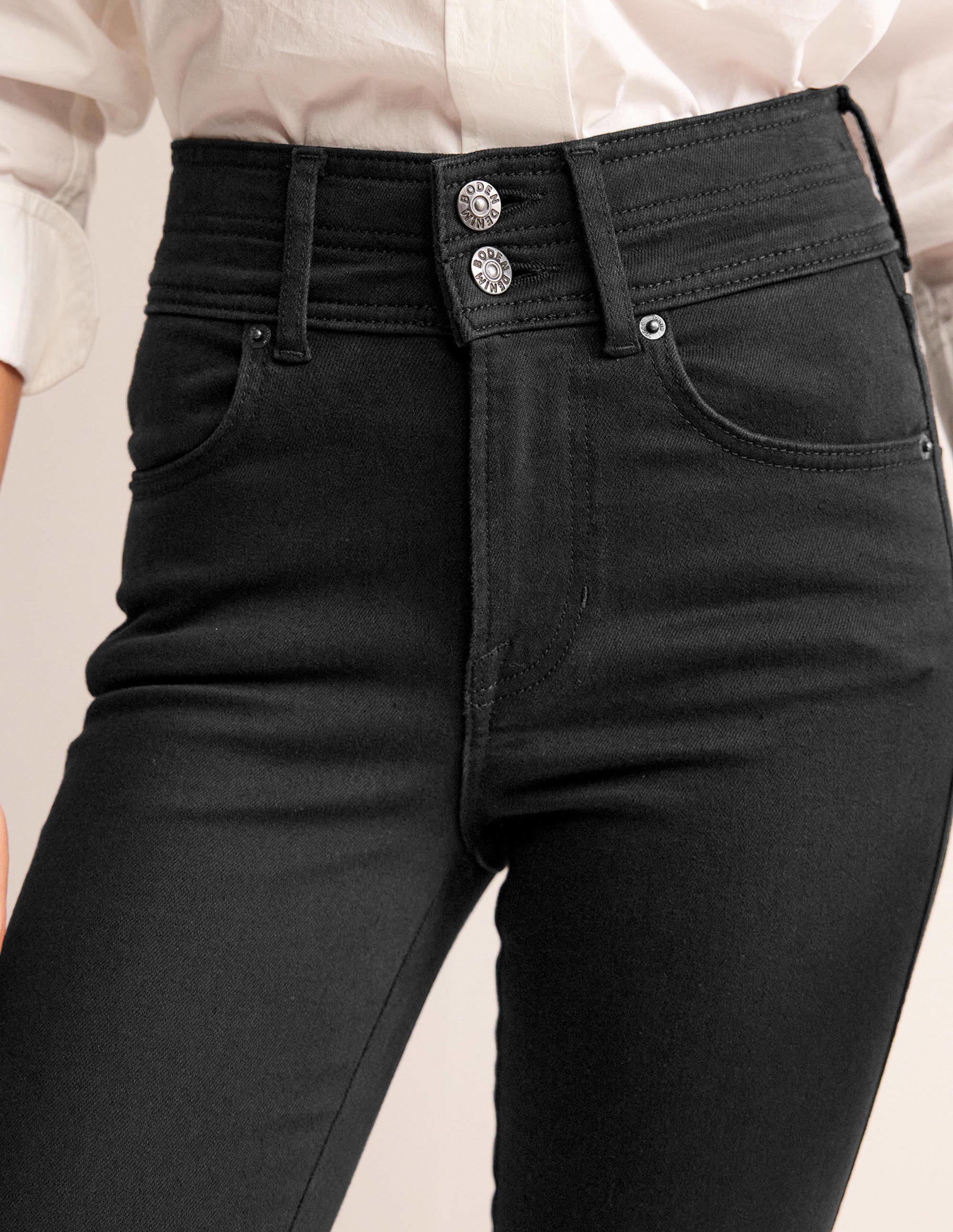 Elegante Röhrenjeans mit mittelhohem Bund-Schwarz - Image 5