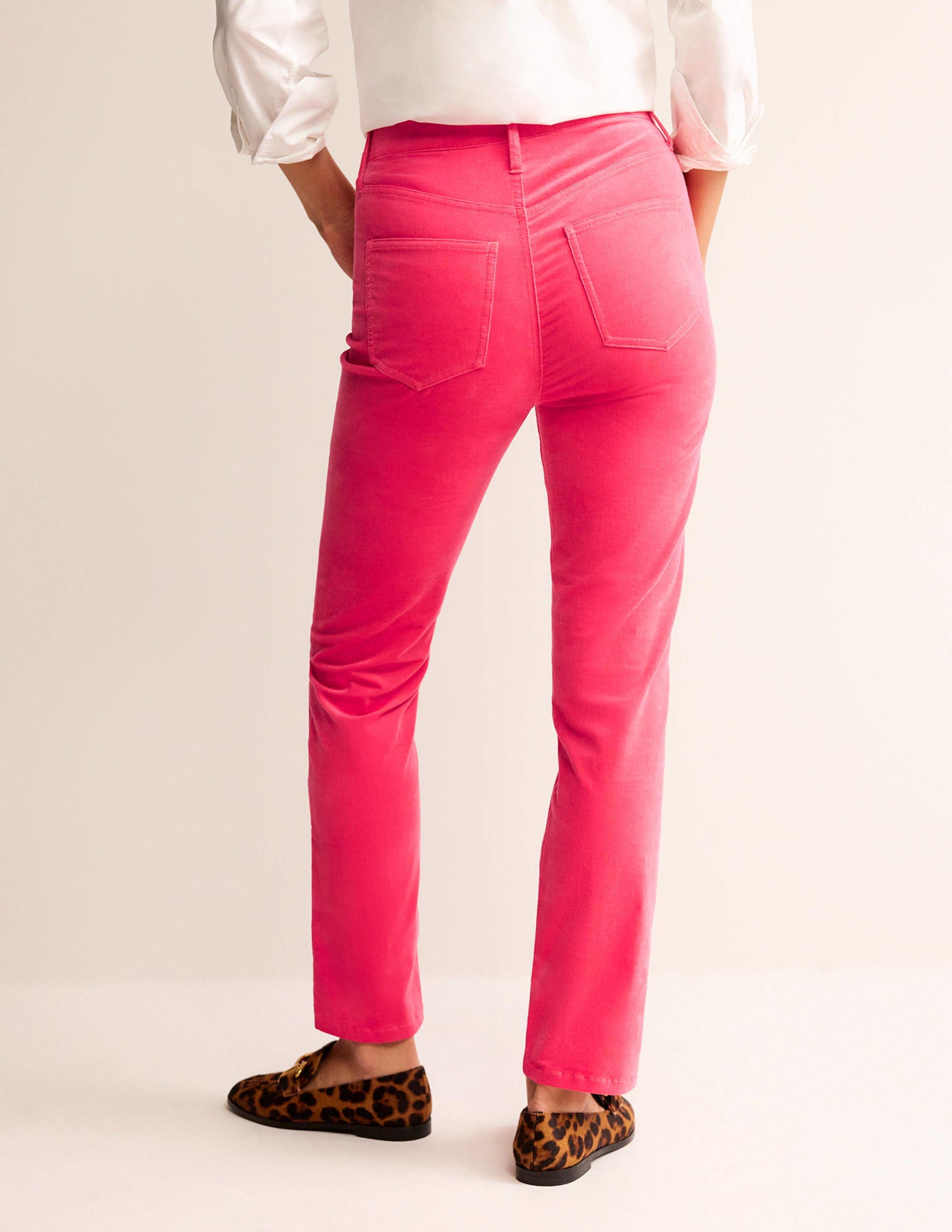 Jean 5 poches en velours-Rose poudré-3