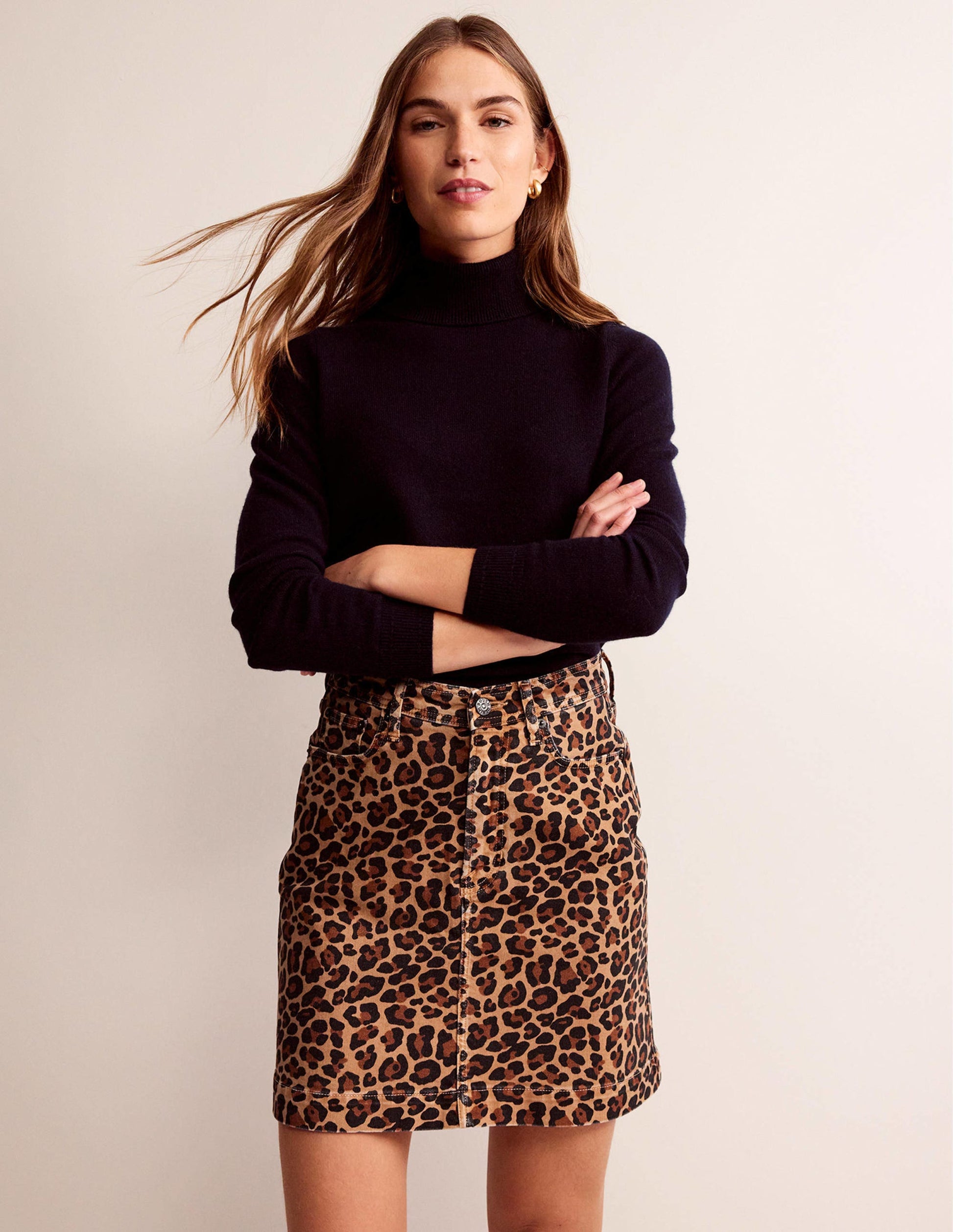 Mini-jupe Nell imprimée-Camel, Motif Cheetah Pop-1