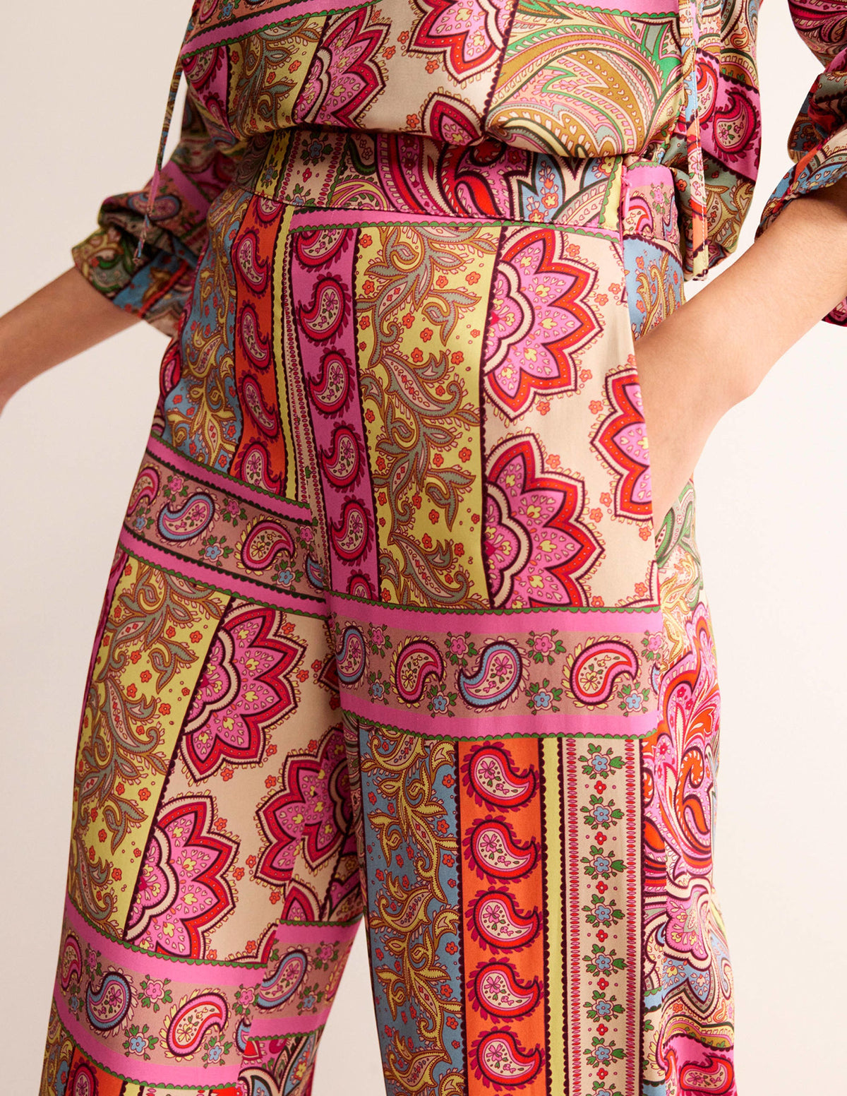 Fließende Hose mit weitem Bein-Bunt, Patchwork-2