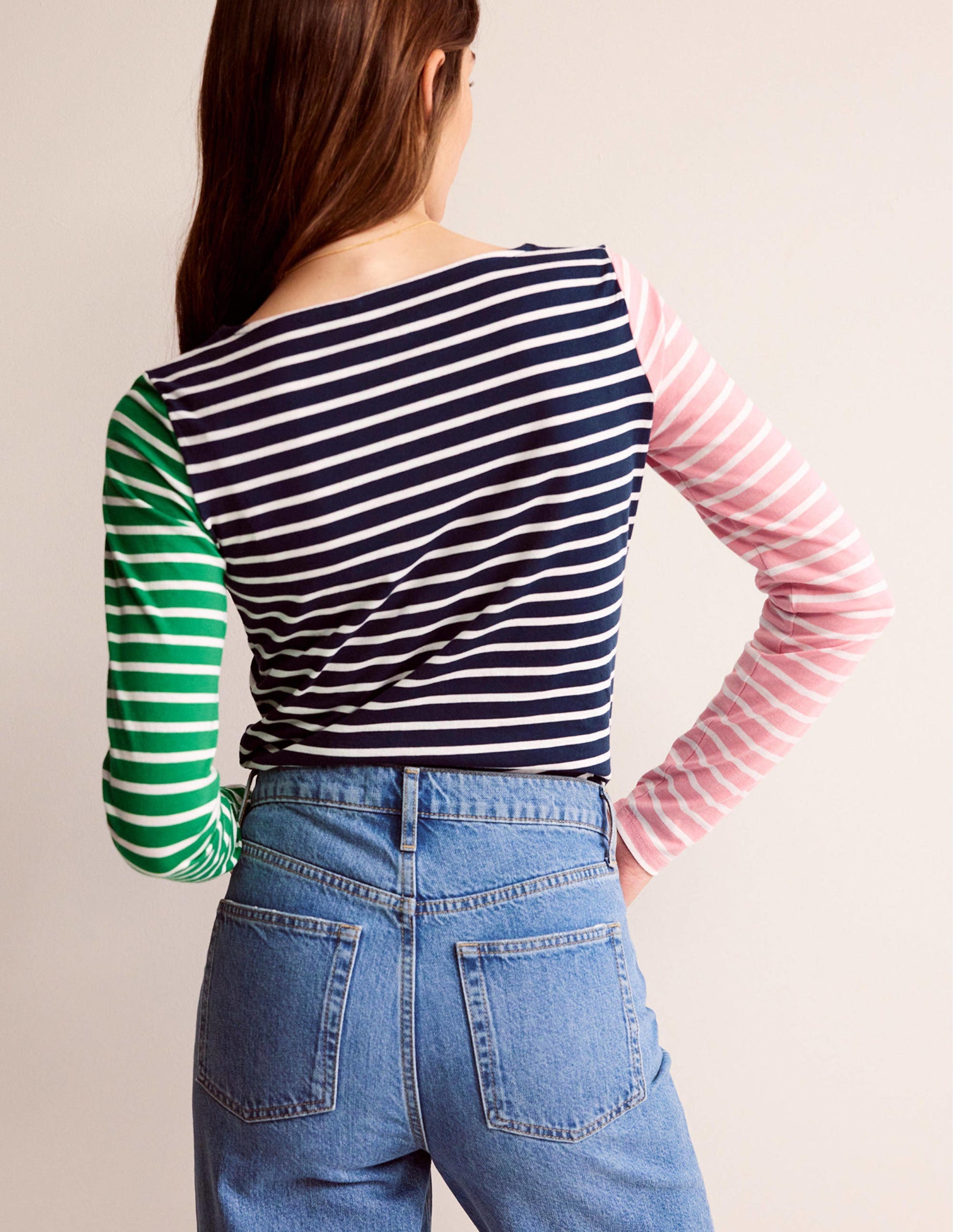 Ella Long Sleeve Breton-Green, Navy Hotch-3