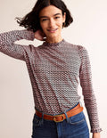Top volanté ultra-doux-Noir et milkshake, motif Tulip Pop