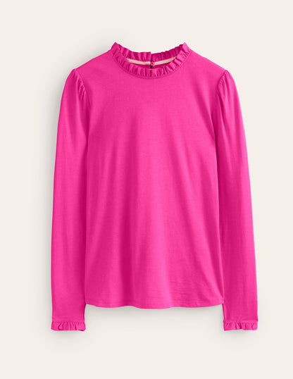 Supersoft Frill Detail Top-Rose Violet