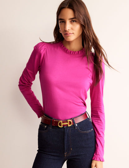 Supersoft Frill Detail Top-Rose Violet