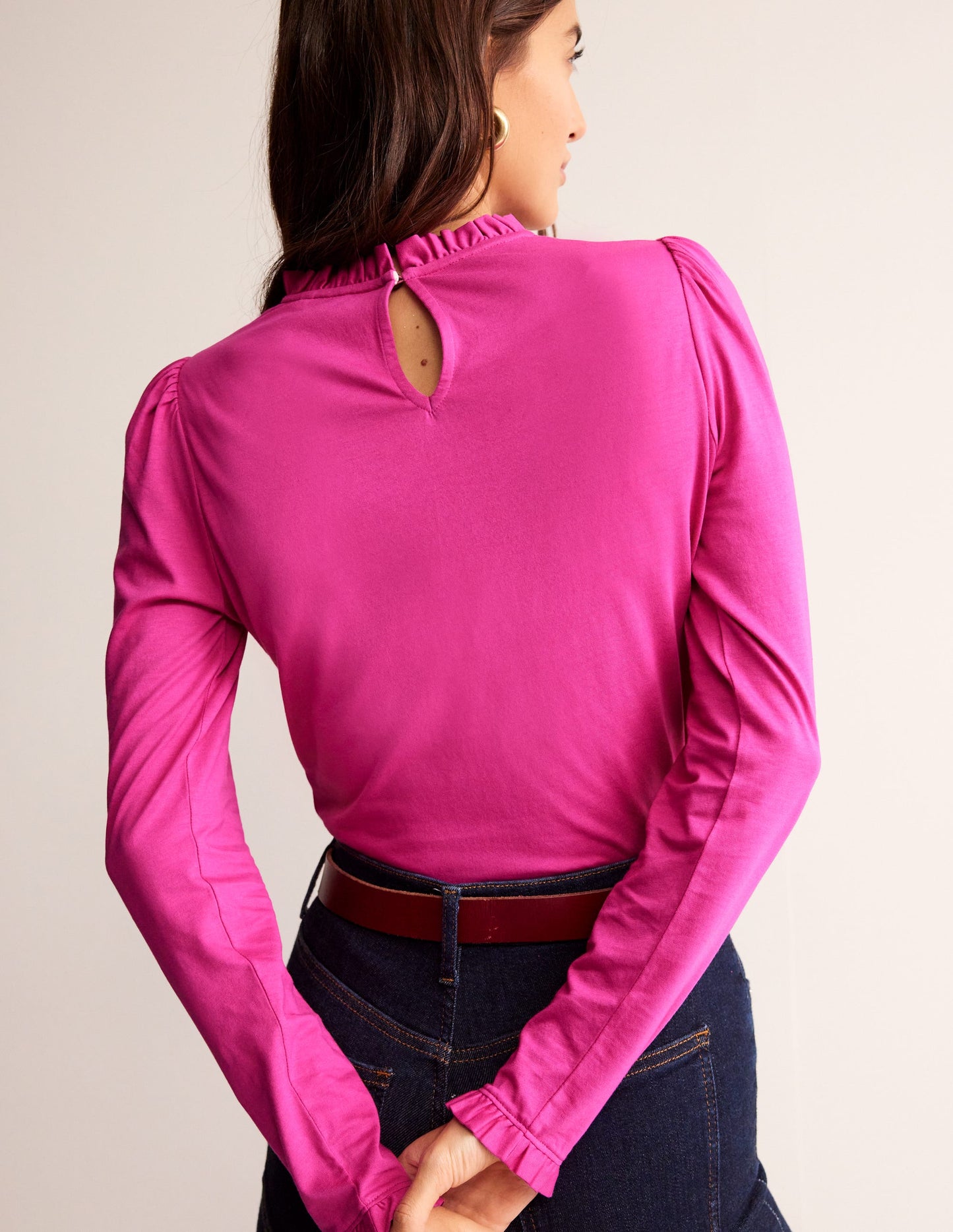 Supersoft Frill Detail Top-Rose Violet