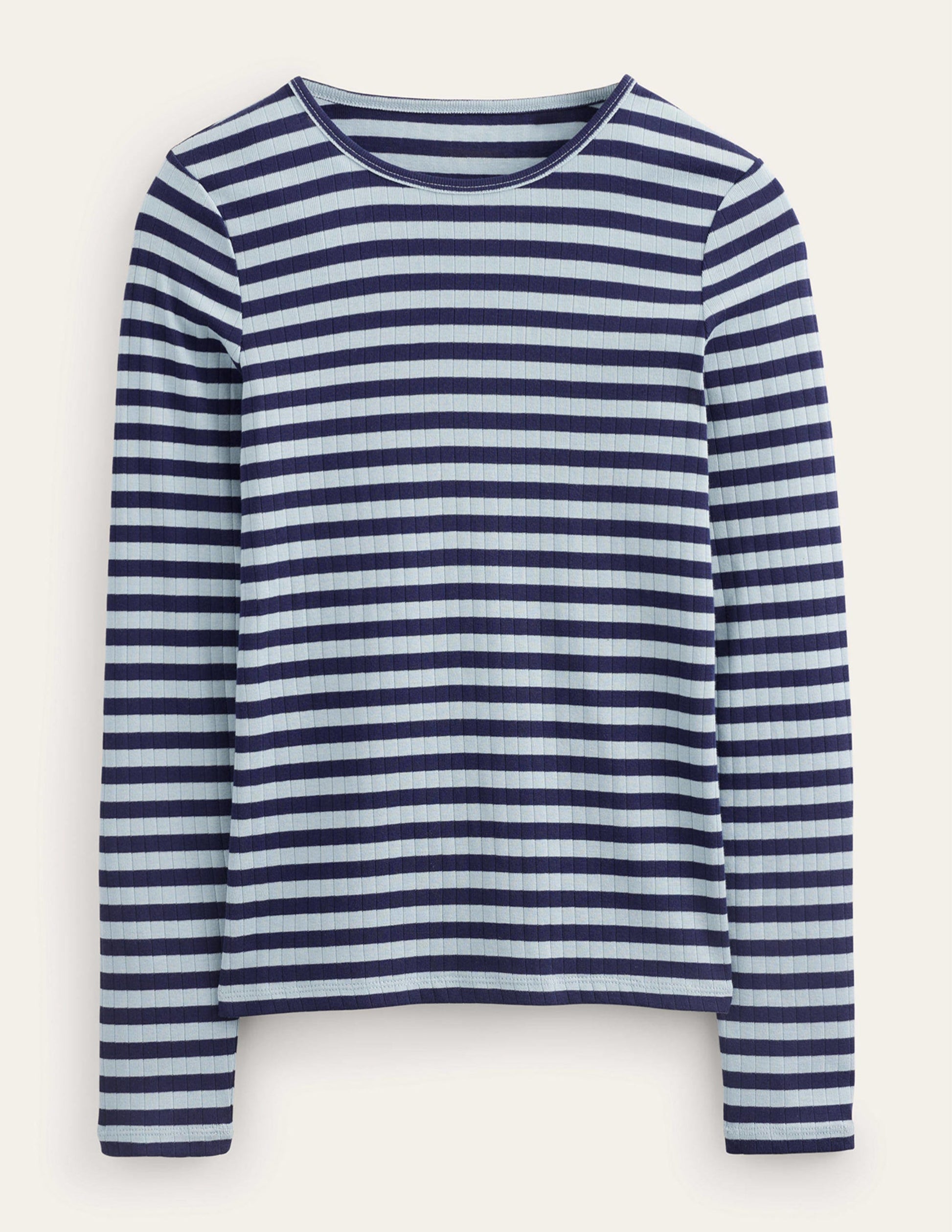 Alice T-Shirt mit Rippstruktur-Reiherblau, Französisches Marineblau-5